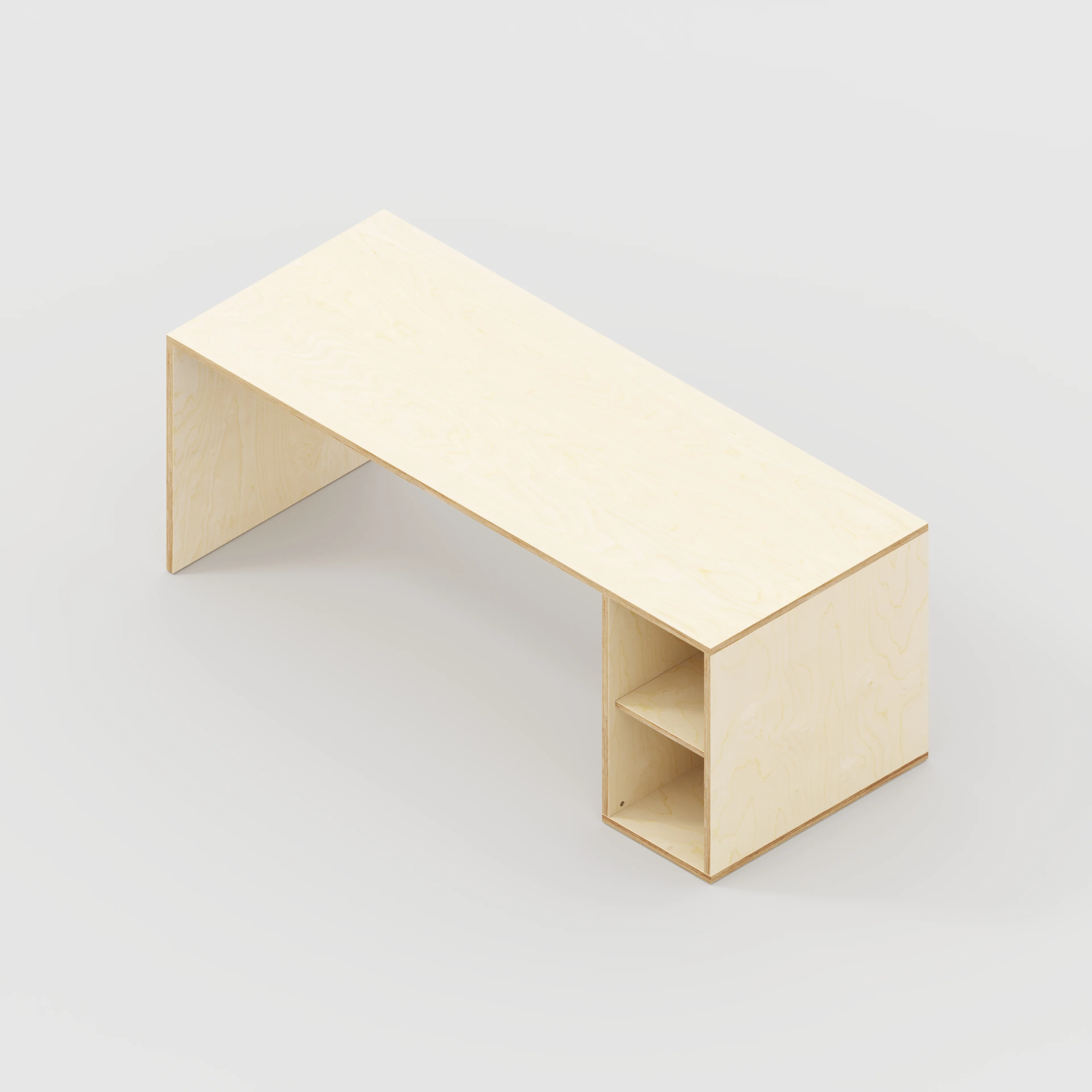 Plywood Desk with Storage Type 1 RH - Open Shelves - Plywood Birch - 2000(w) x 800(d) x 750(h) - Image 5