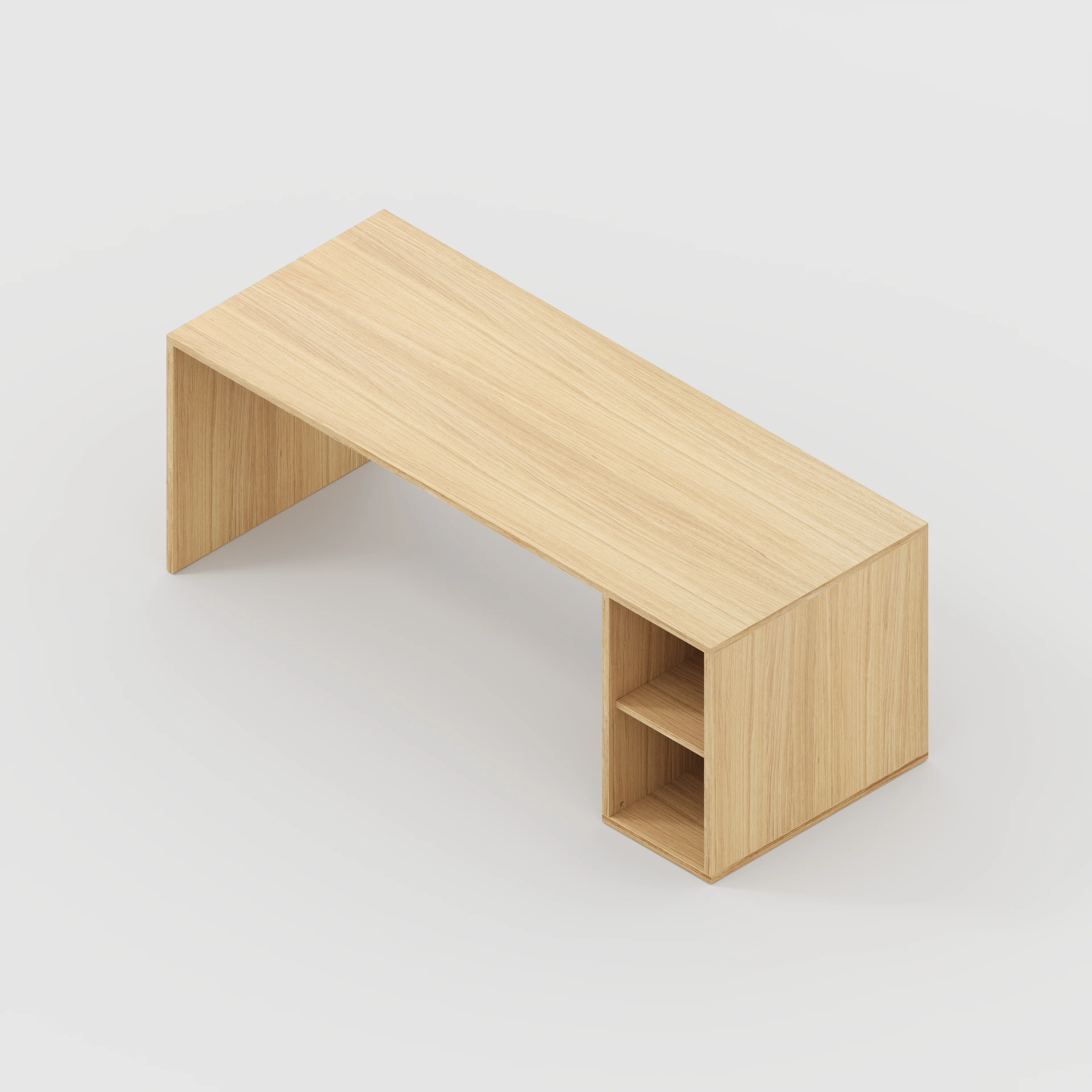 Plywood Desk with Storage Type 1 RH - Open Shelves - Plywood Oak - 2000(w) x 800(d) x 750(h) - Image 5