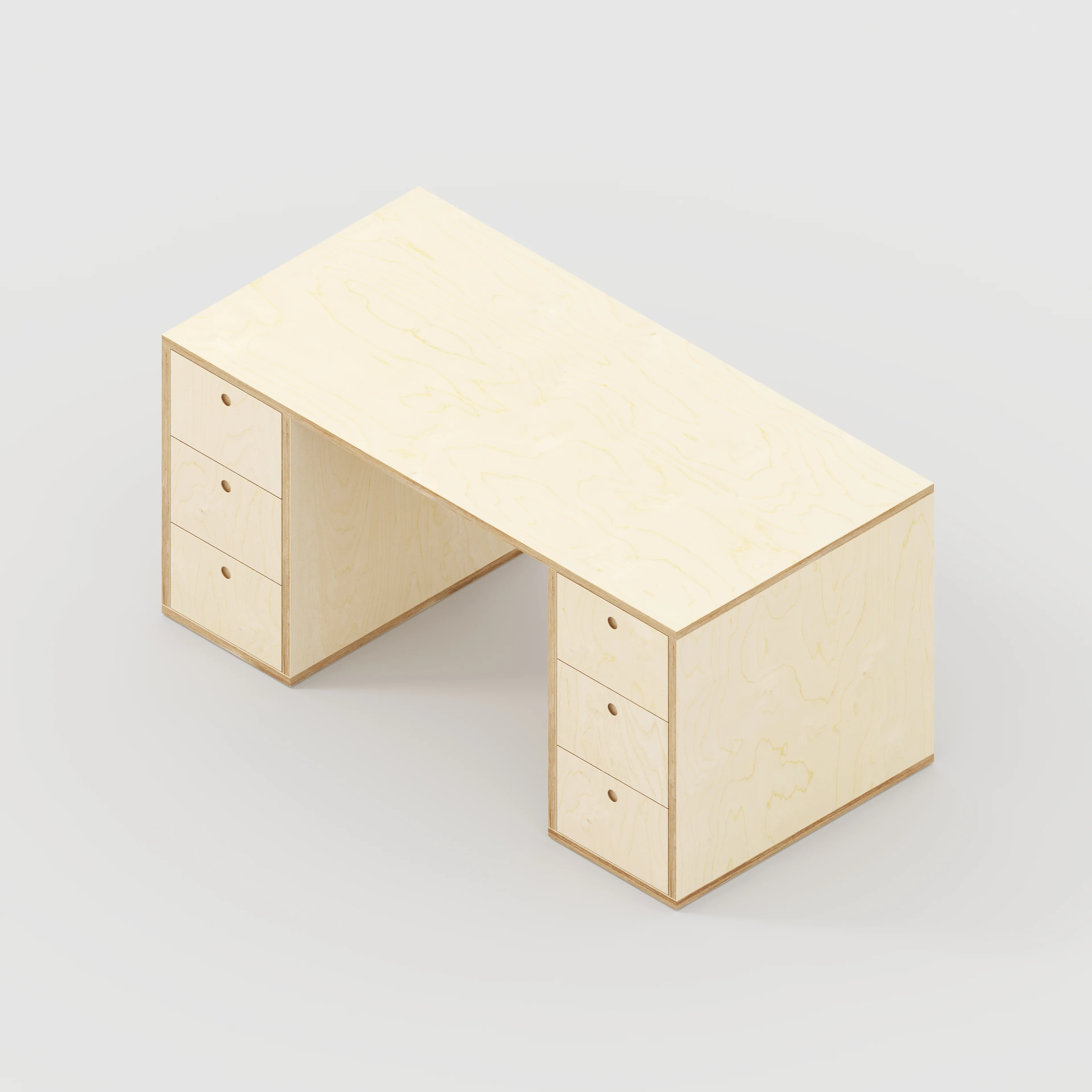 Plywood Desk with Storage Type 2 - Drawers - Plywood Birch - 1600(w) x 800(d) x 750(h) - Image 5