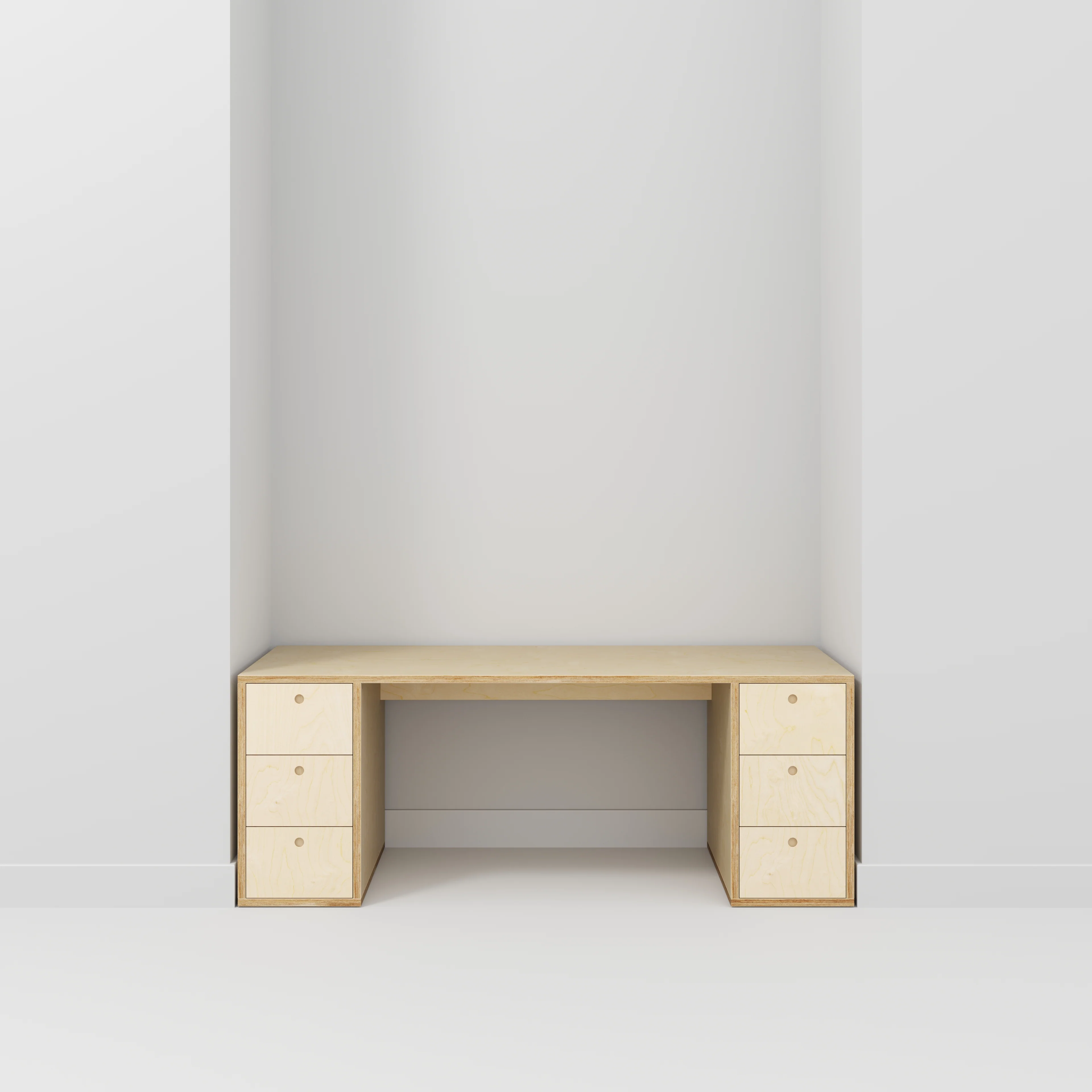 Plywood Desk with Storage Type 2 - Drawers - Plywood Birch - 2000(w) x 800(d) x 750(h) - Image 2