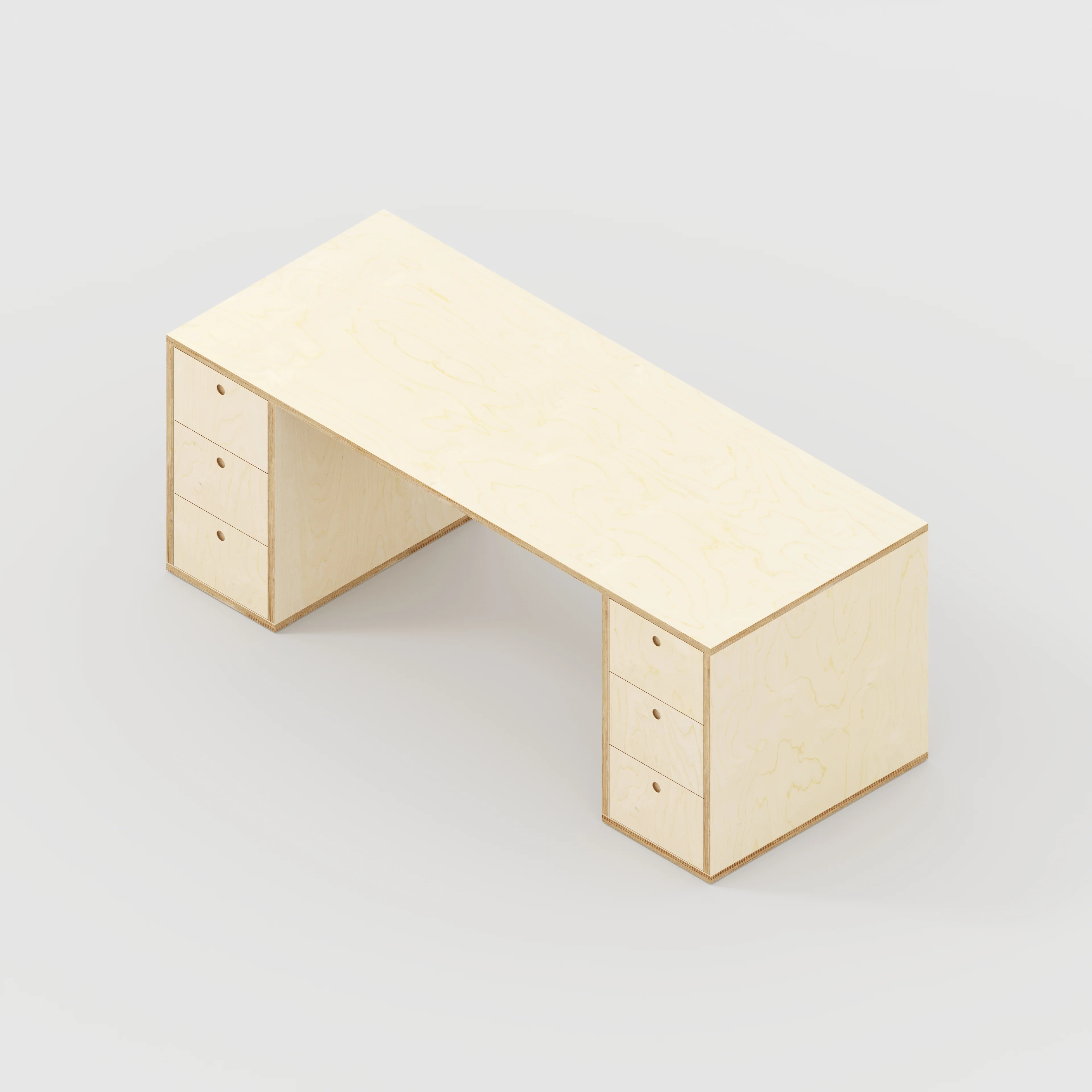 Plywood Desk with Storage Type 2 - Drawers - Plywood Birch - 2000(w) x 800(d) x 750(h) - Image 5