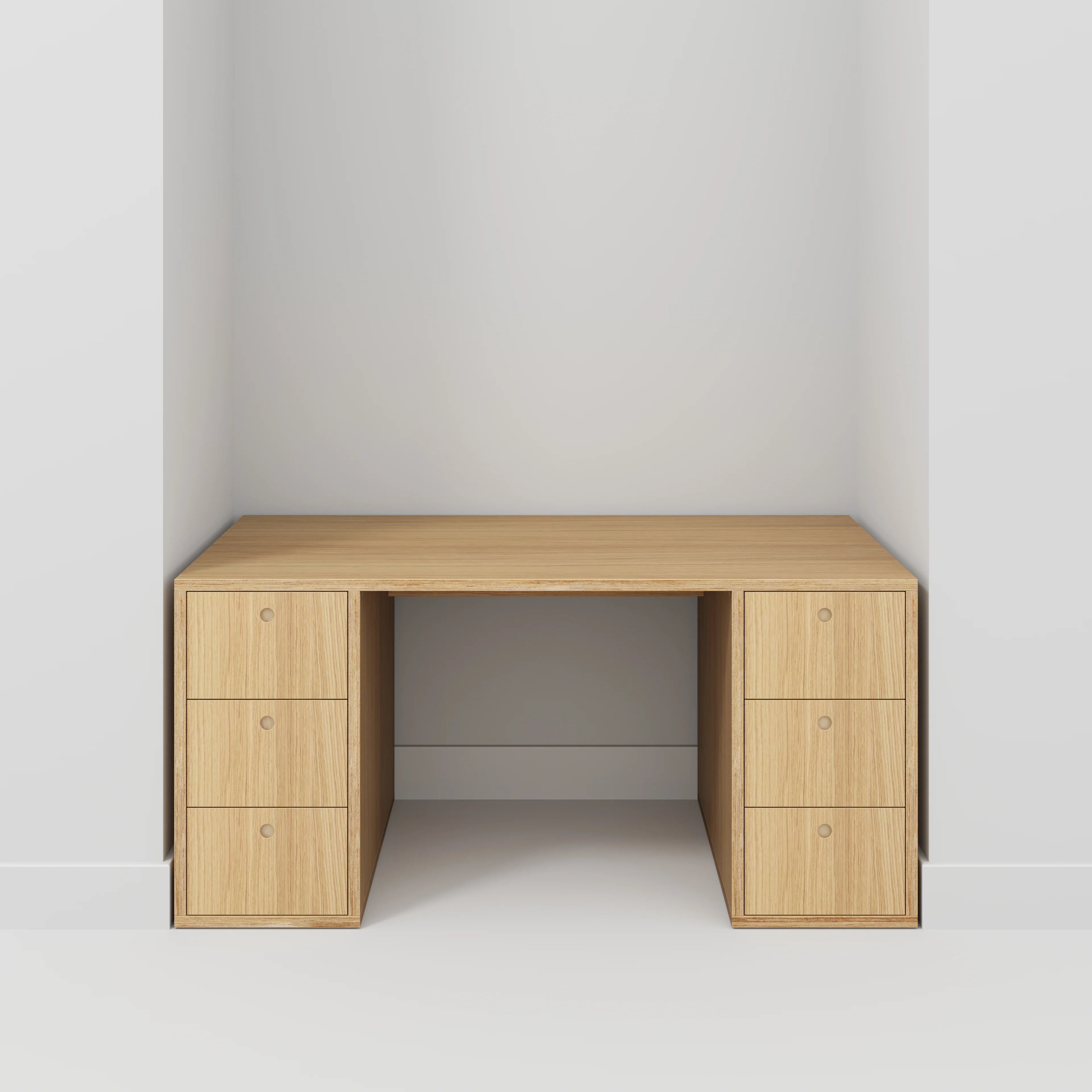 Plywood Desk with Storage Type 2 - Drawers - Plywood Oak - 1600(w) x 800(d) x 750(h) - Image 2