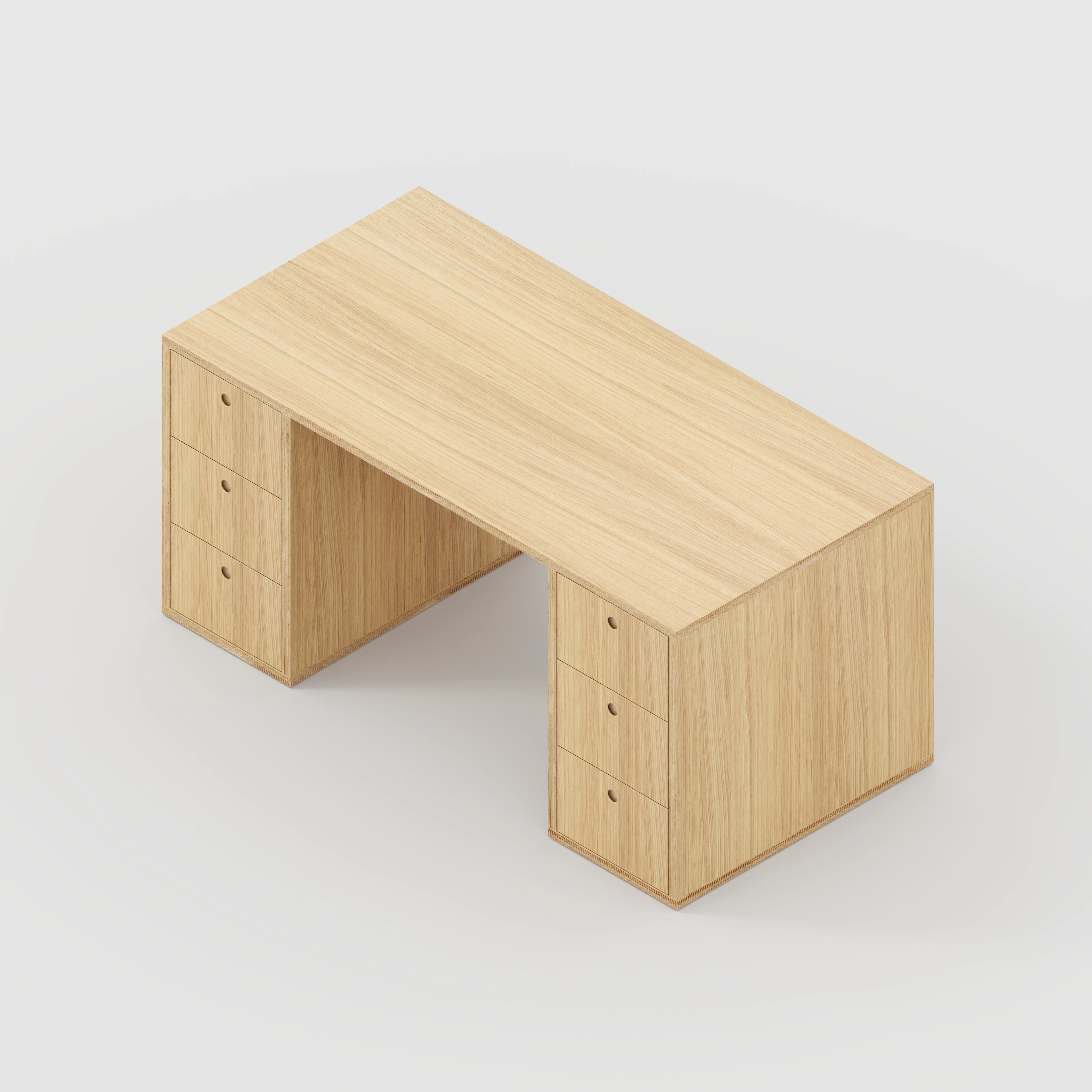 Plywood Desk with Storage Type 2 - Drawers - Plywood Oak - 1600(w) x 800(d) x 750(h) - Image 5