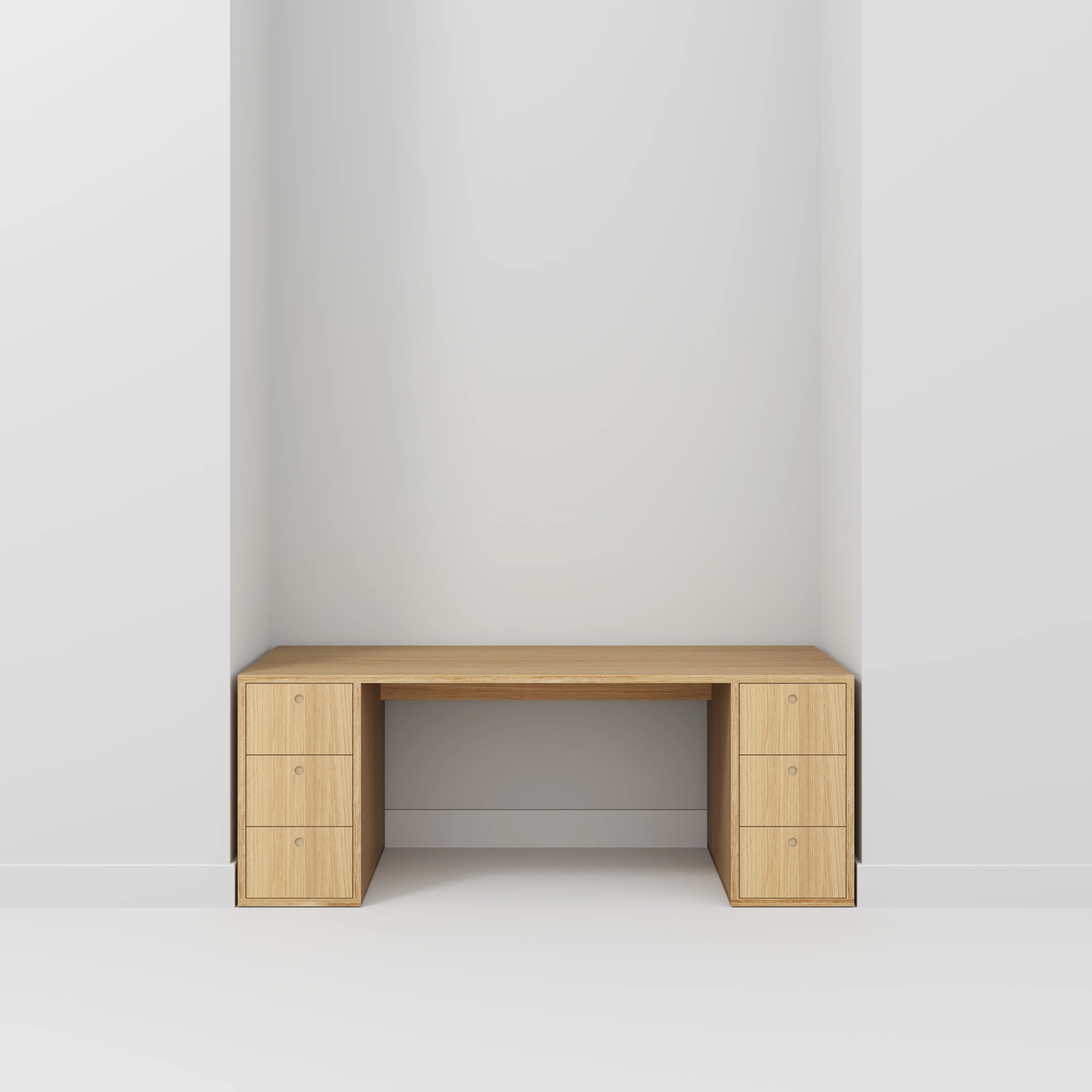 Plywood Desk with Storage Type 2 - Drawers - Plywood Oak - 2000(w) x 800(d) x 750(h) - Image 2
