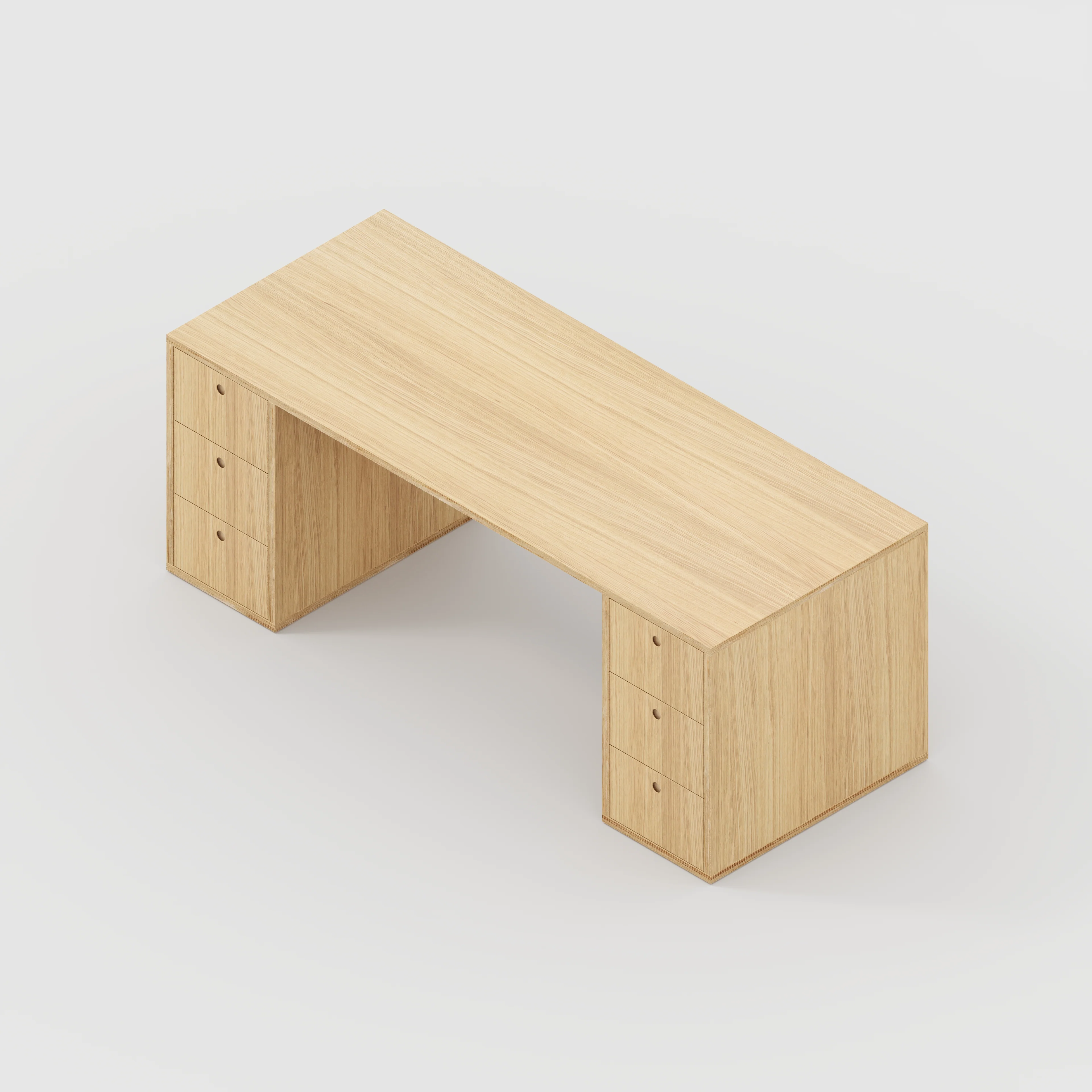 Plywood Desk with Storage Type 2 - Drawers - Plywood Oak - 2000(w) x 800(d) x 750(h) - Image 5