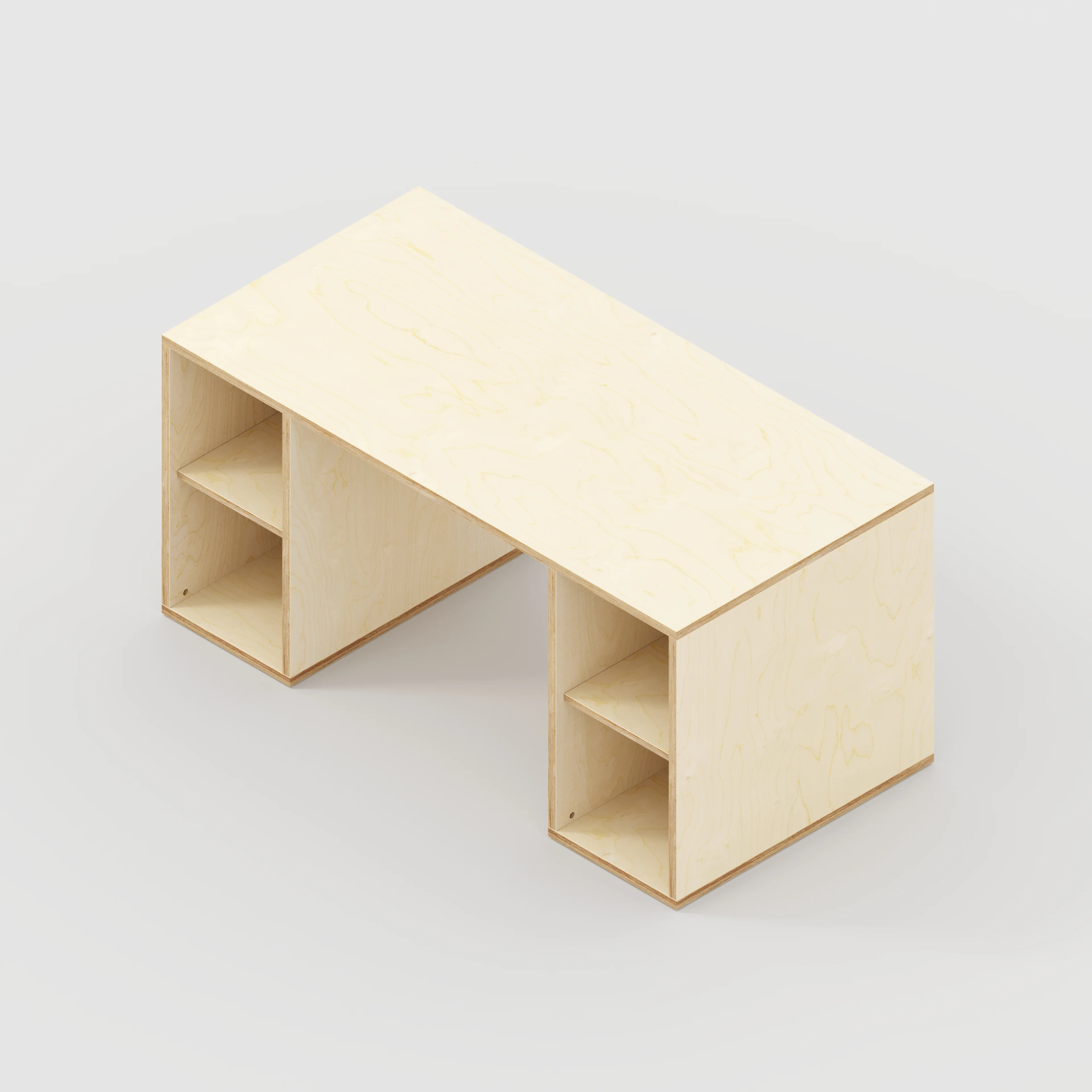 Plywood Desk with Storage Type 2 - Open Shelves - Plywood Birch - 1600(w) x 800(d) x 750(h) - Image 5