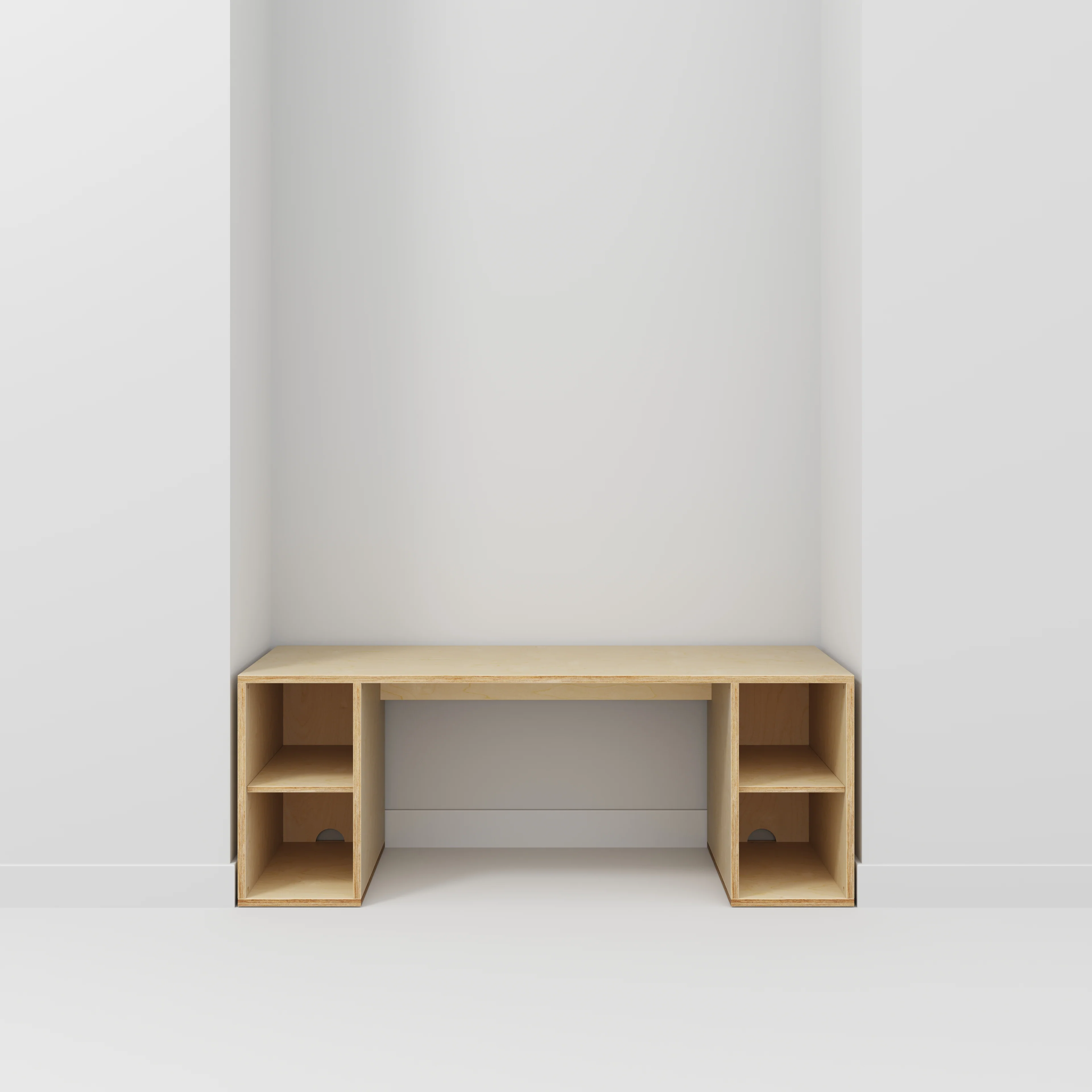 Plywood Desk with Storage Type 2 - Open Shelves - Plywood Birch - 2000(w) x 800(d) x 750(h) - Image 2