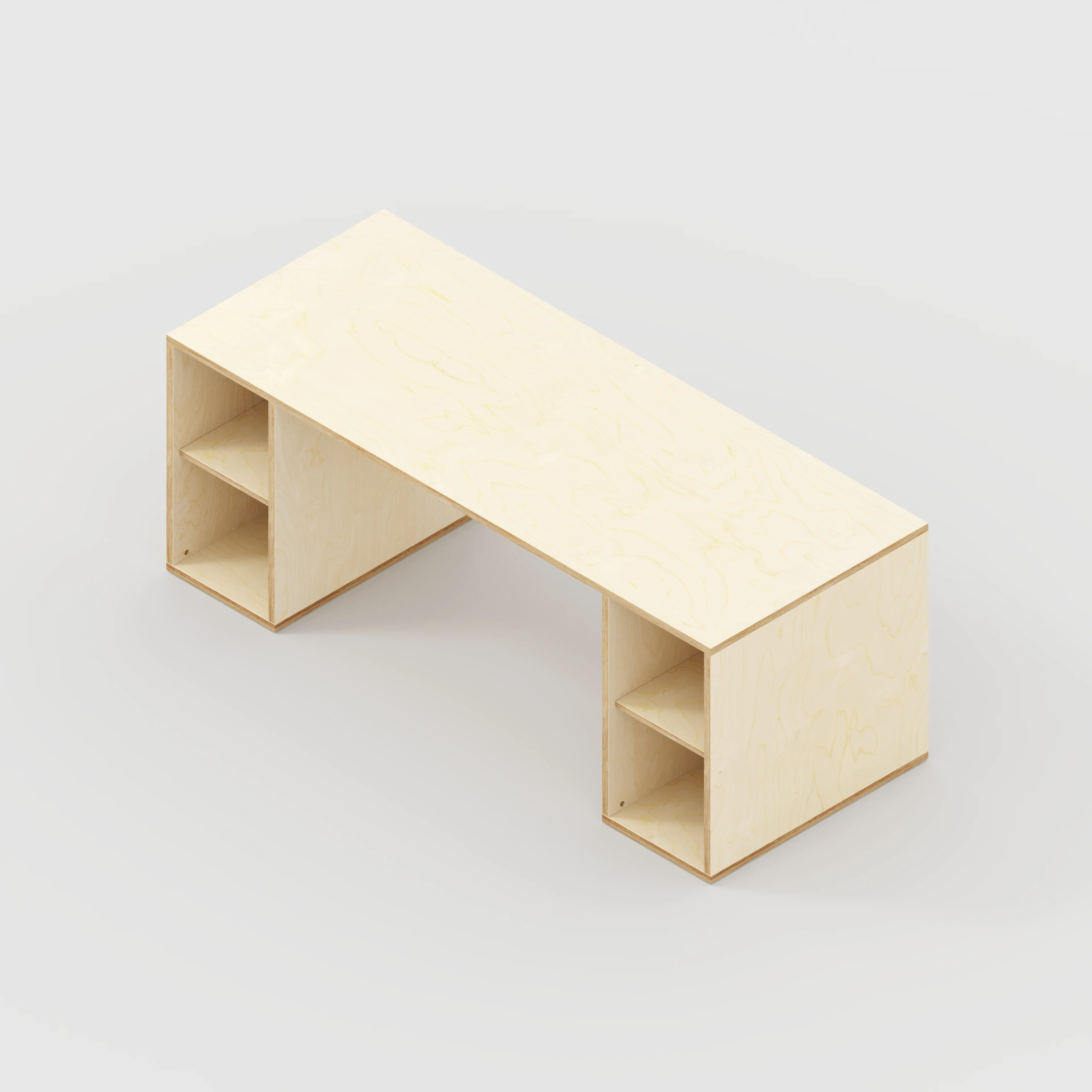 Plywood Desk with Storage Type 2 - Open Shelves - Plywood Birch - 2000(w) x 800(d) x 750(h) - Image 5
