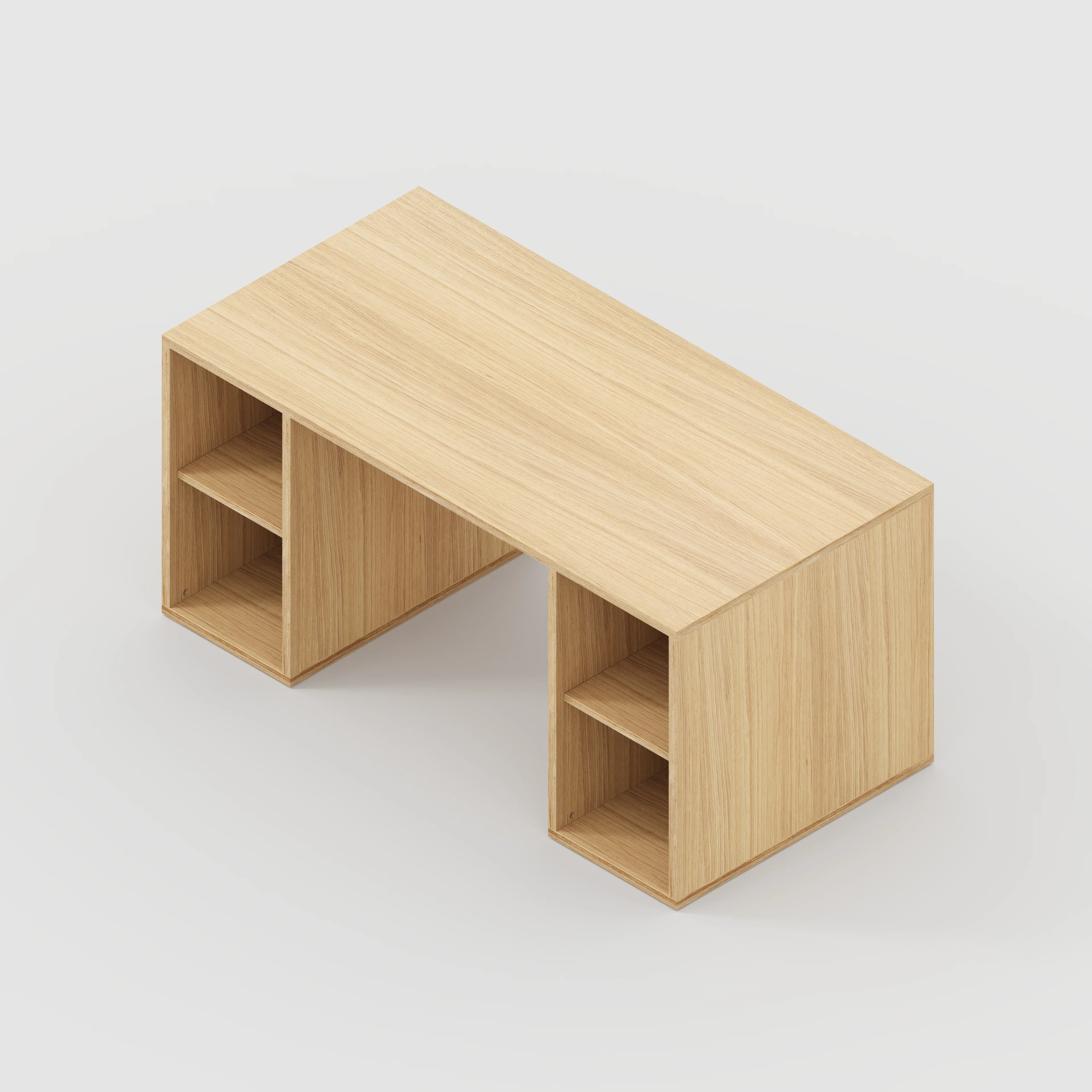 Plywood Desk with Storage Type 2 - Open Shelves - Plywood Oak - 1600(w) x 800(d) x 750(h) - Image 5