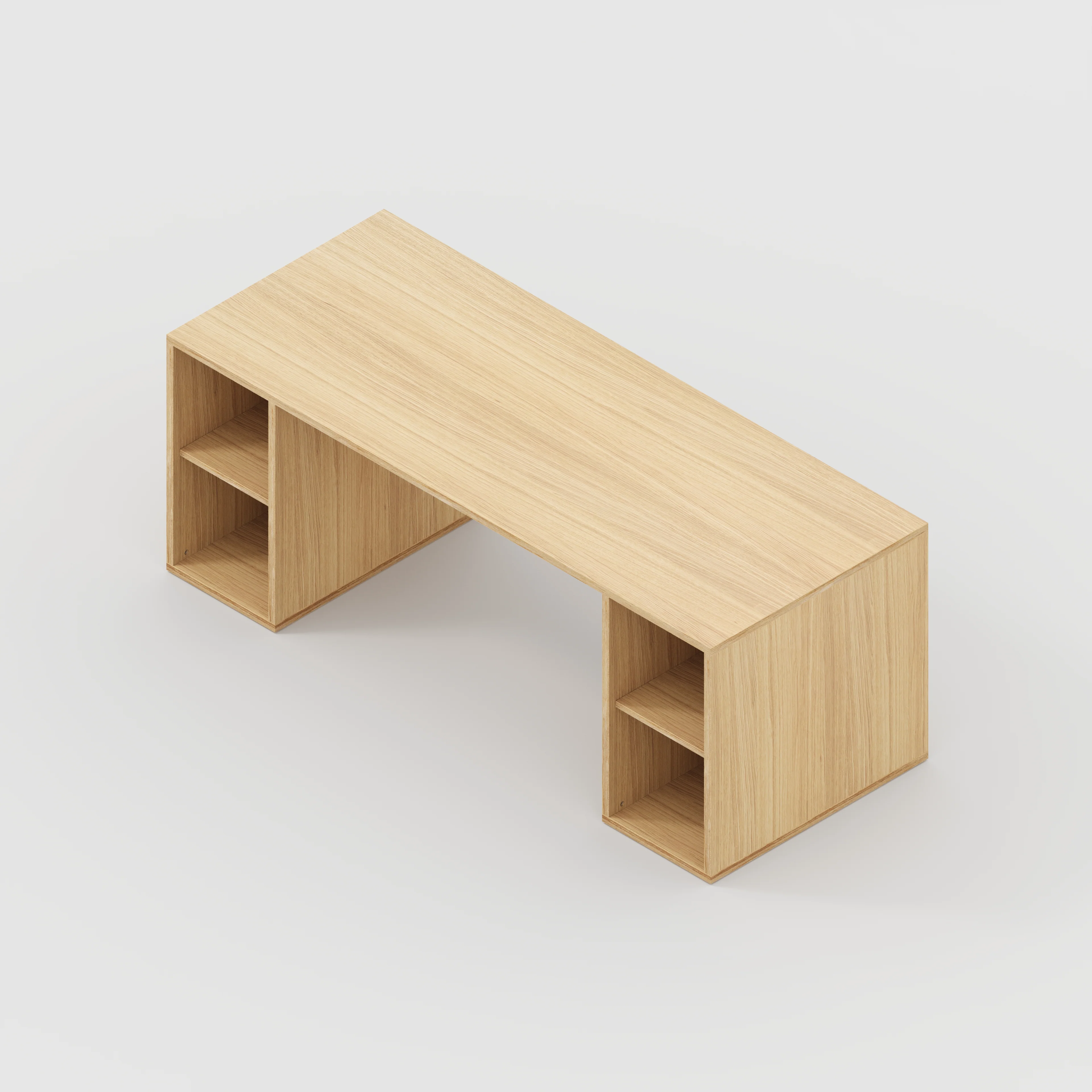Plywood Desk with Storage Type 2 - Open Shelves - Plywood Oak - 2000(w) x 800(d) x 750(h) - Image 5