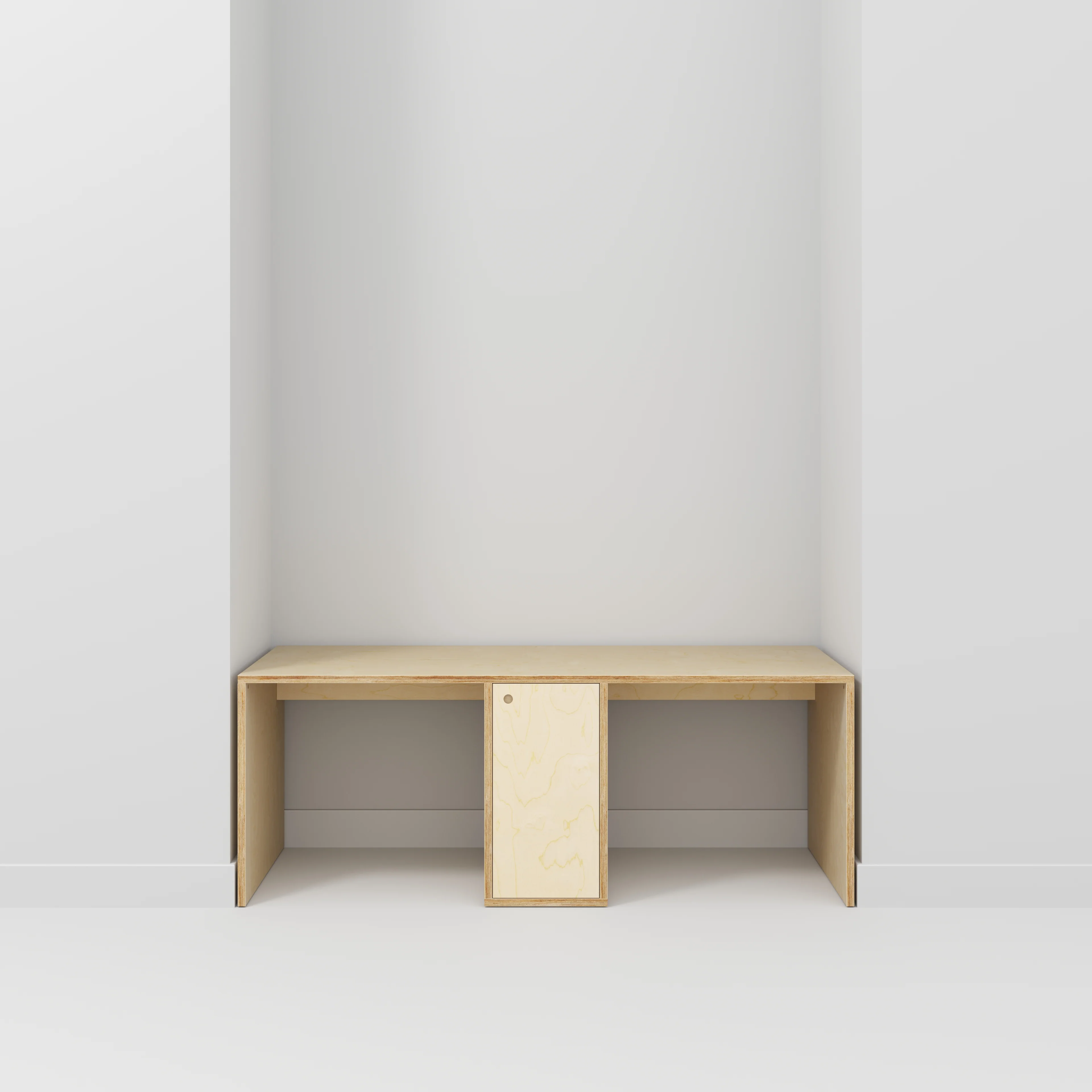 Plywood Desk with Storage Type 3 - Door - Plywood Birch - 2000(w) x 800(d) x 750(h) - Image 2