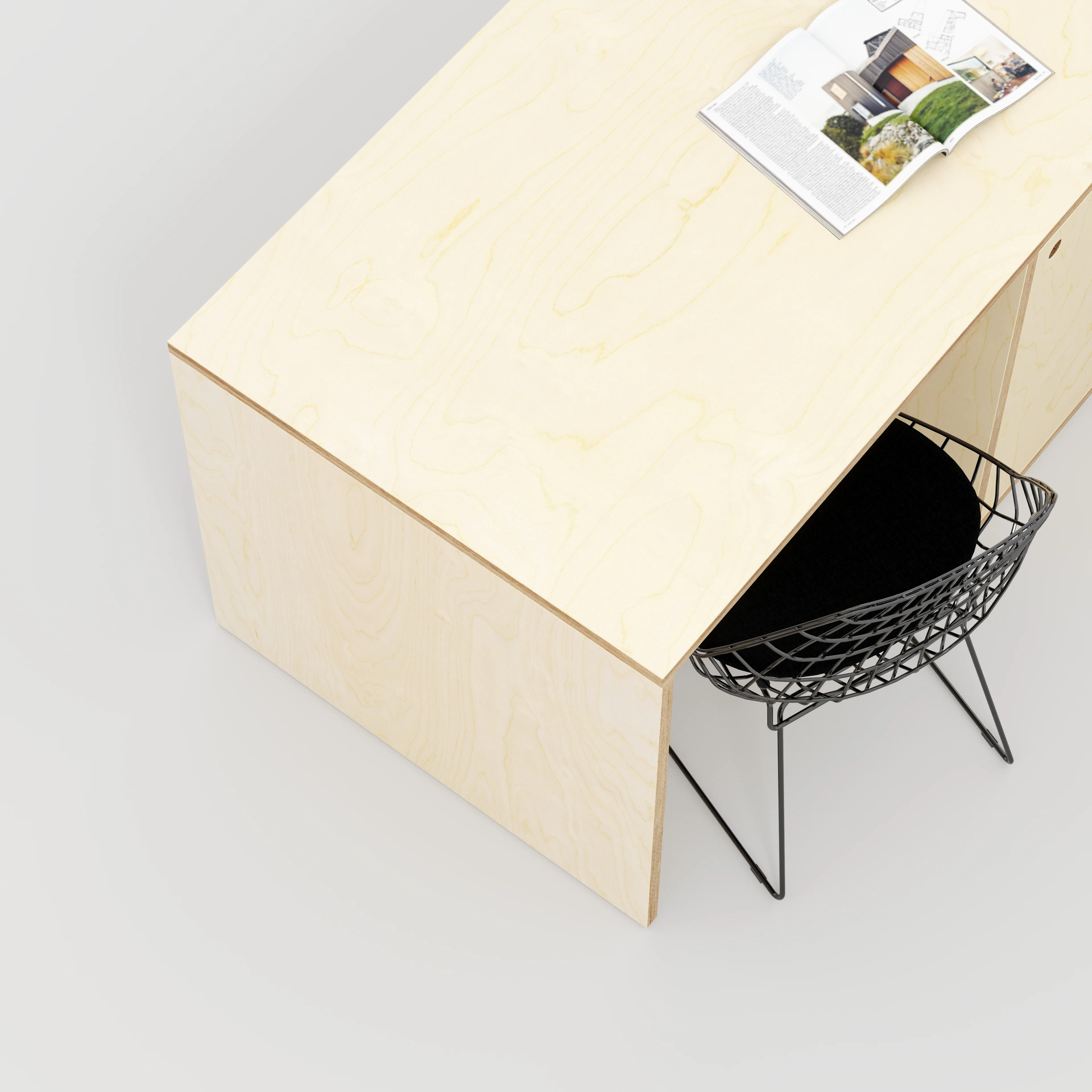 Plywood Desk with Storage Type 3 - Door - Plywood Birch - 2000(w) x 800(d) x 750(h) - Image 3