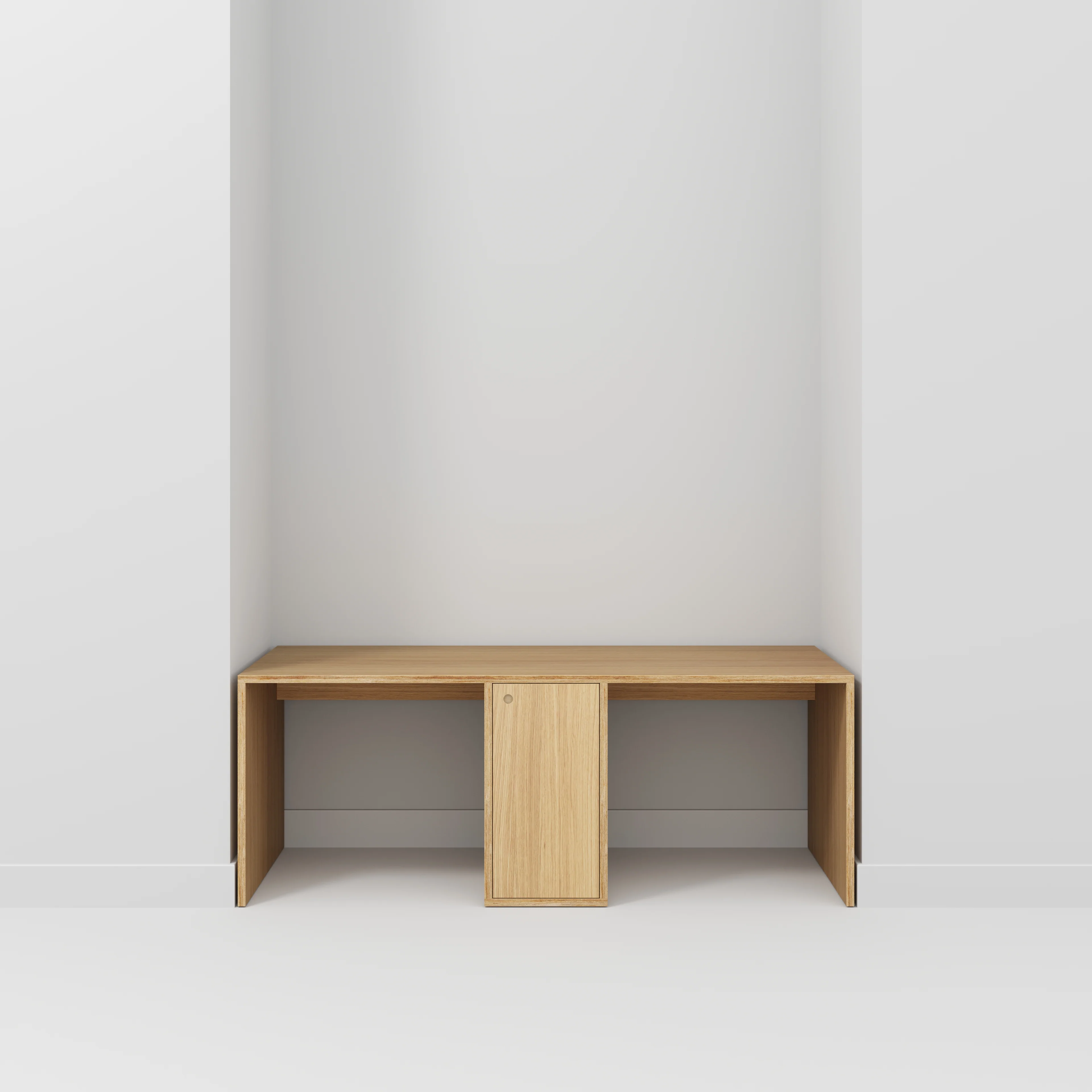 Plywood Desk with Storage Type 3 - Door - Plywood Oak - 2000(w) x 800(d) x 750(h) - Image 2