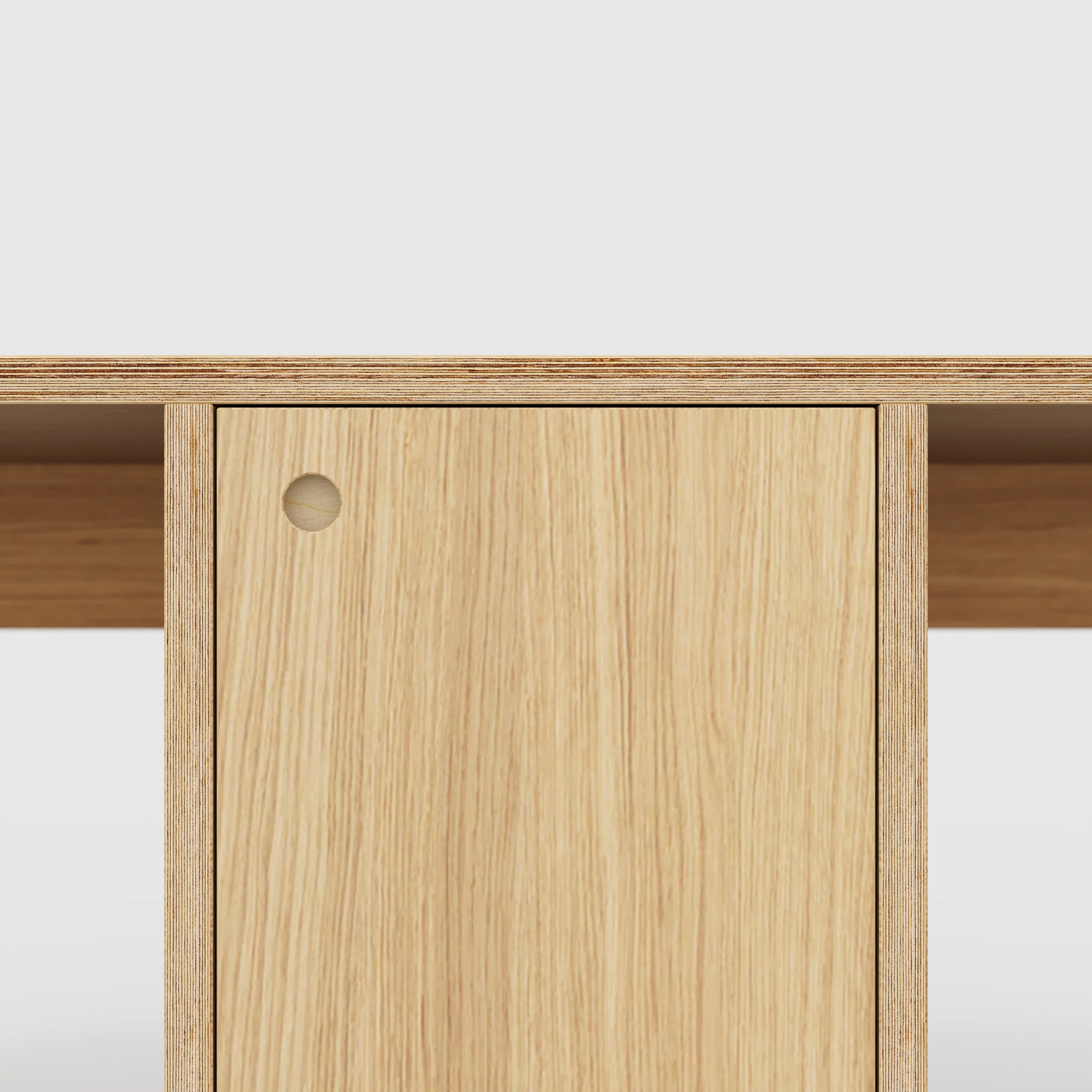Plywood Desk with Storage Type 3 - Door - Plywood Oak - 2000(w) x 800(d) x 750(h) - Image 4