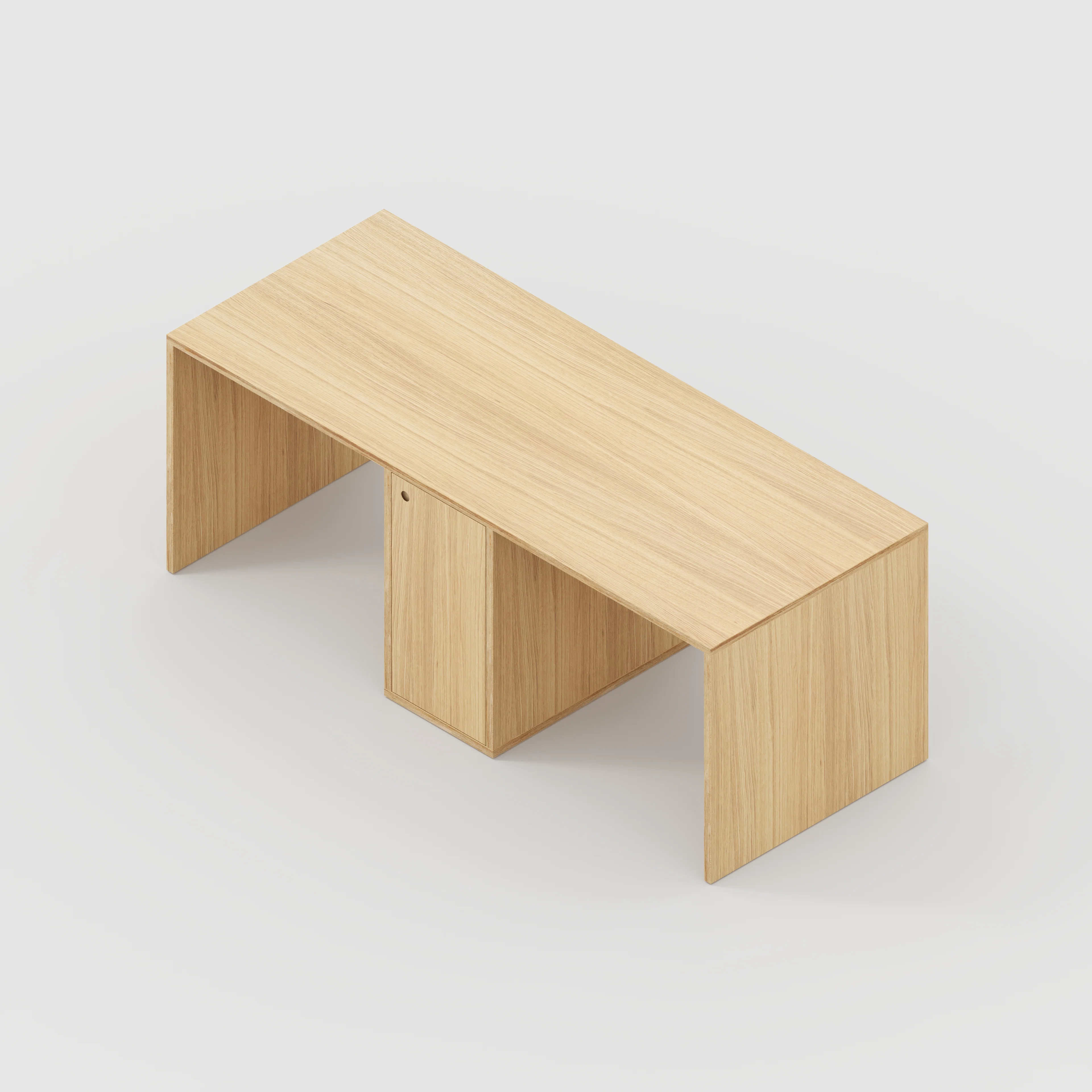 Plywood Desk with Storage Type 3 - Door - Plywood Oak - 2000(w) x 800(d) x 750(h) - Image 5