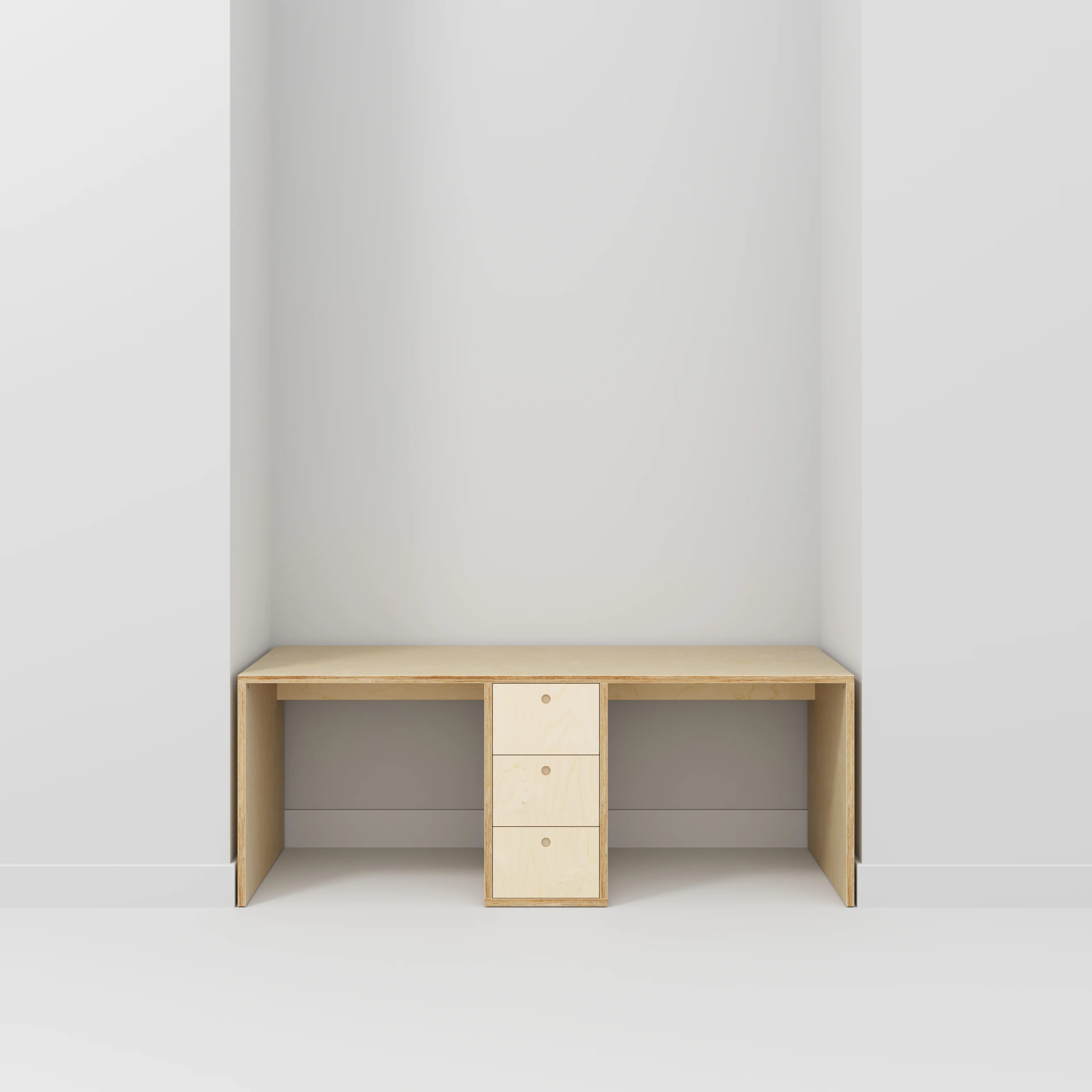 Plywood Desk with Storage Type 3 - Drawers - Plywood Birch - 2000(w) x 800(d) - Image 2