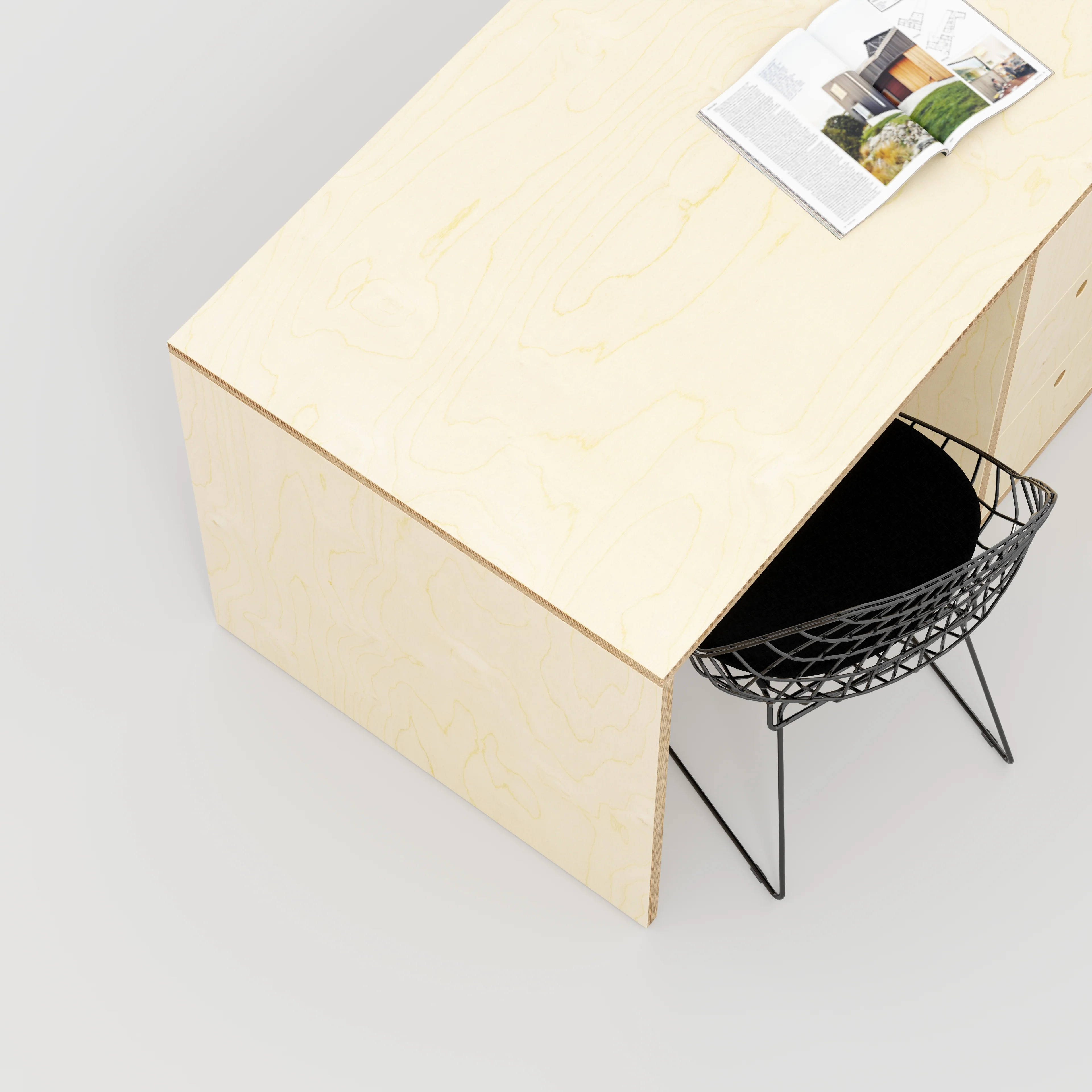Plywood Desk with Storage Type 3 - Drawers - Plywood Birch - 2000(w) x 800(d) - Image 3