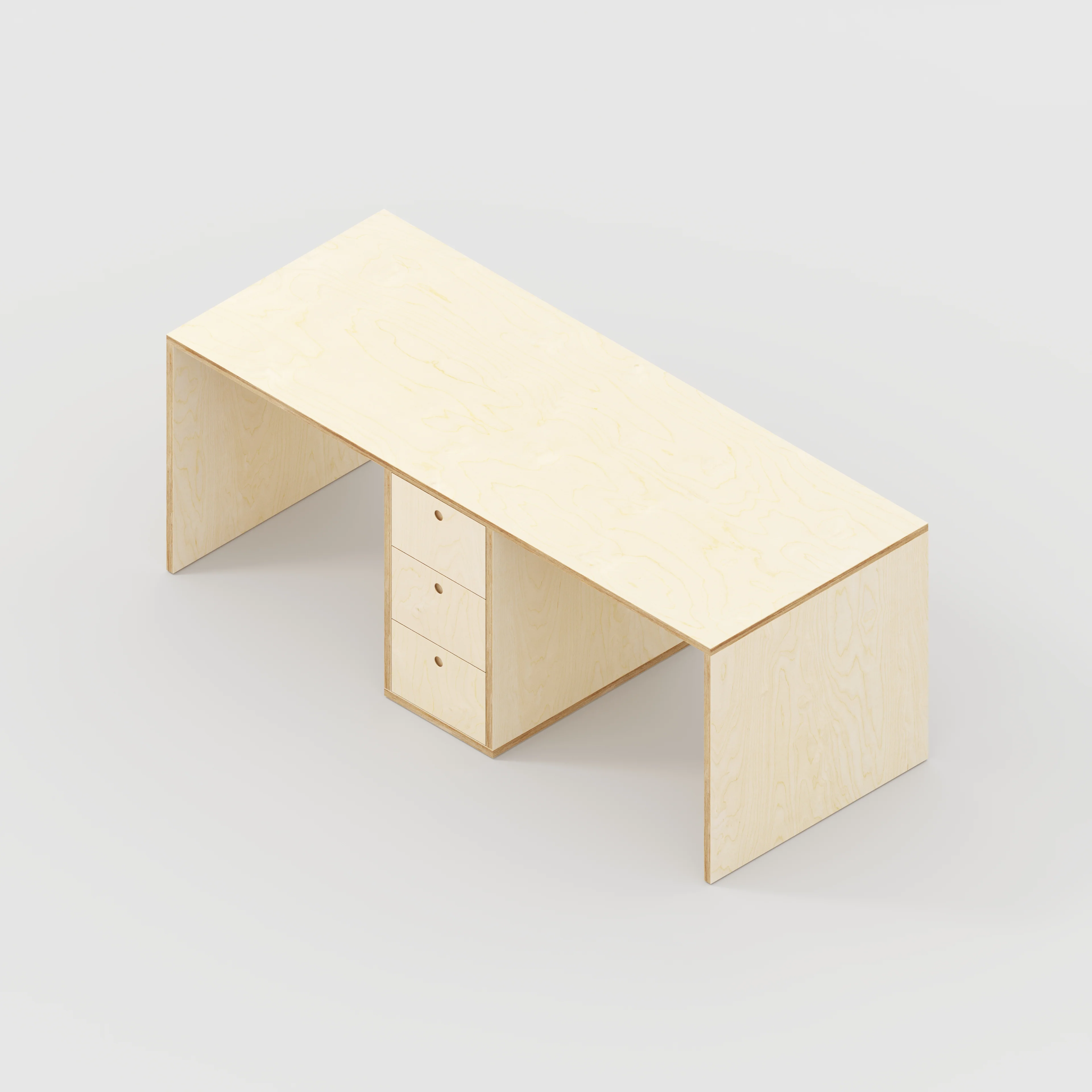 Plywood Desk with Storage Type 3 - Drawers - Plywood Birch - 2000(w) x 800(d) - Image 5
