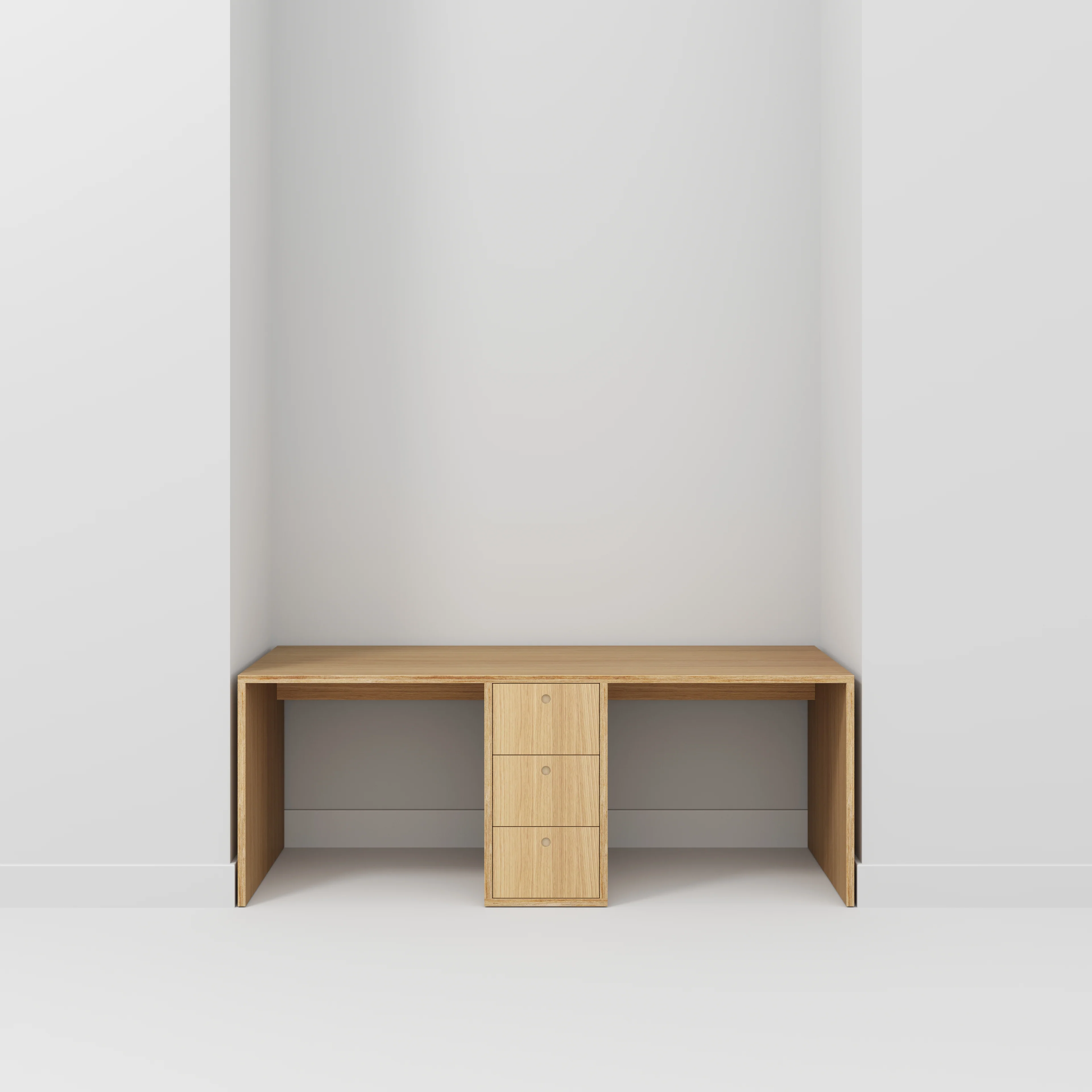 Plywood Desk with Storage Type 3 - Drawers - Plywood Oak - 2000(w) x 800(d) - Image 2