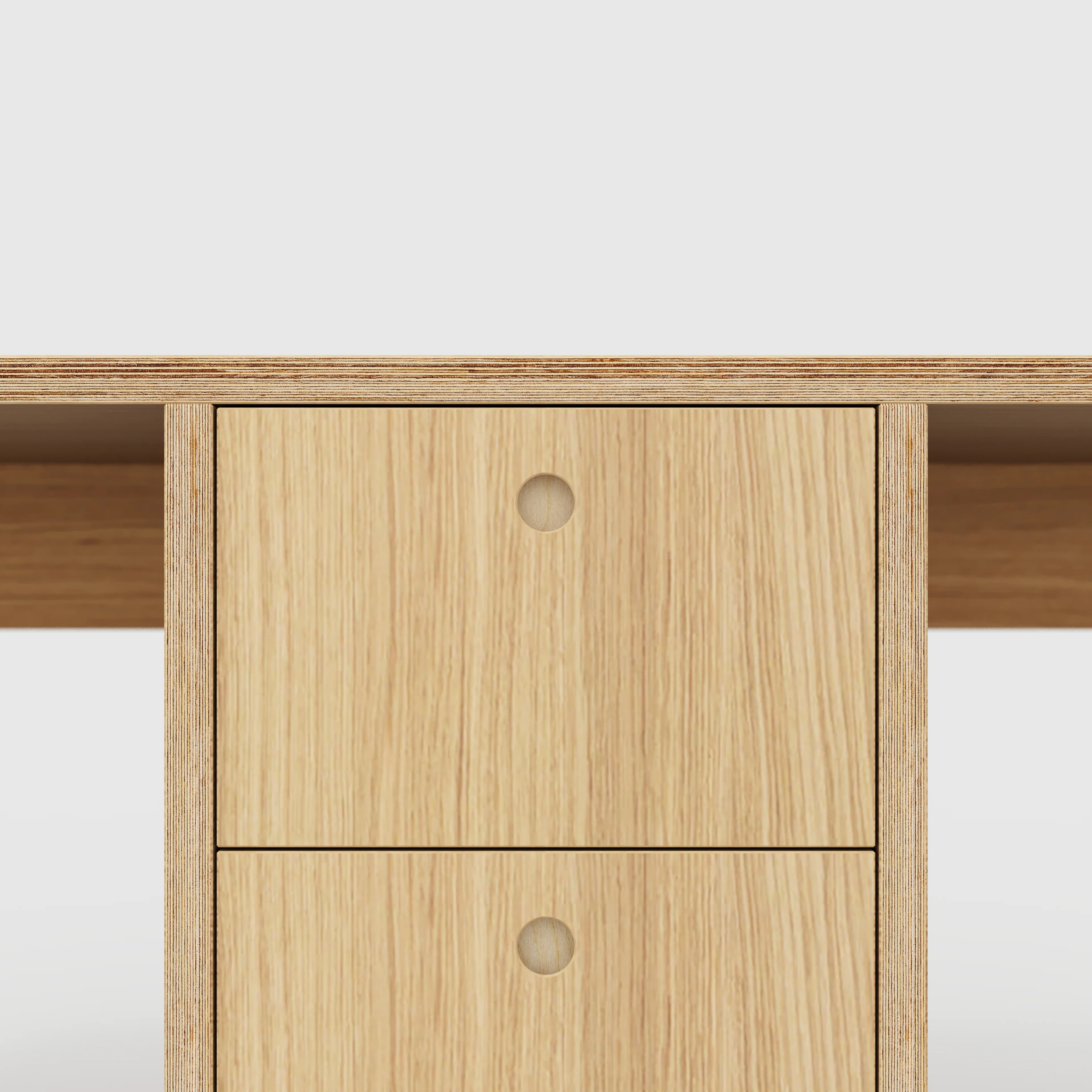 Plywood Desk with Storage Type 3 - Drawers - Plywood Oak - 2000(w) x 800(d) - Image 4
