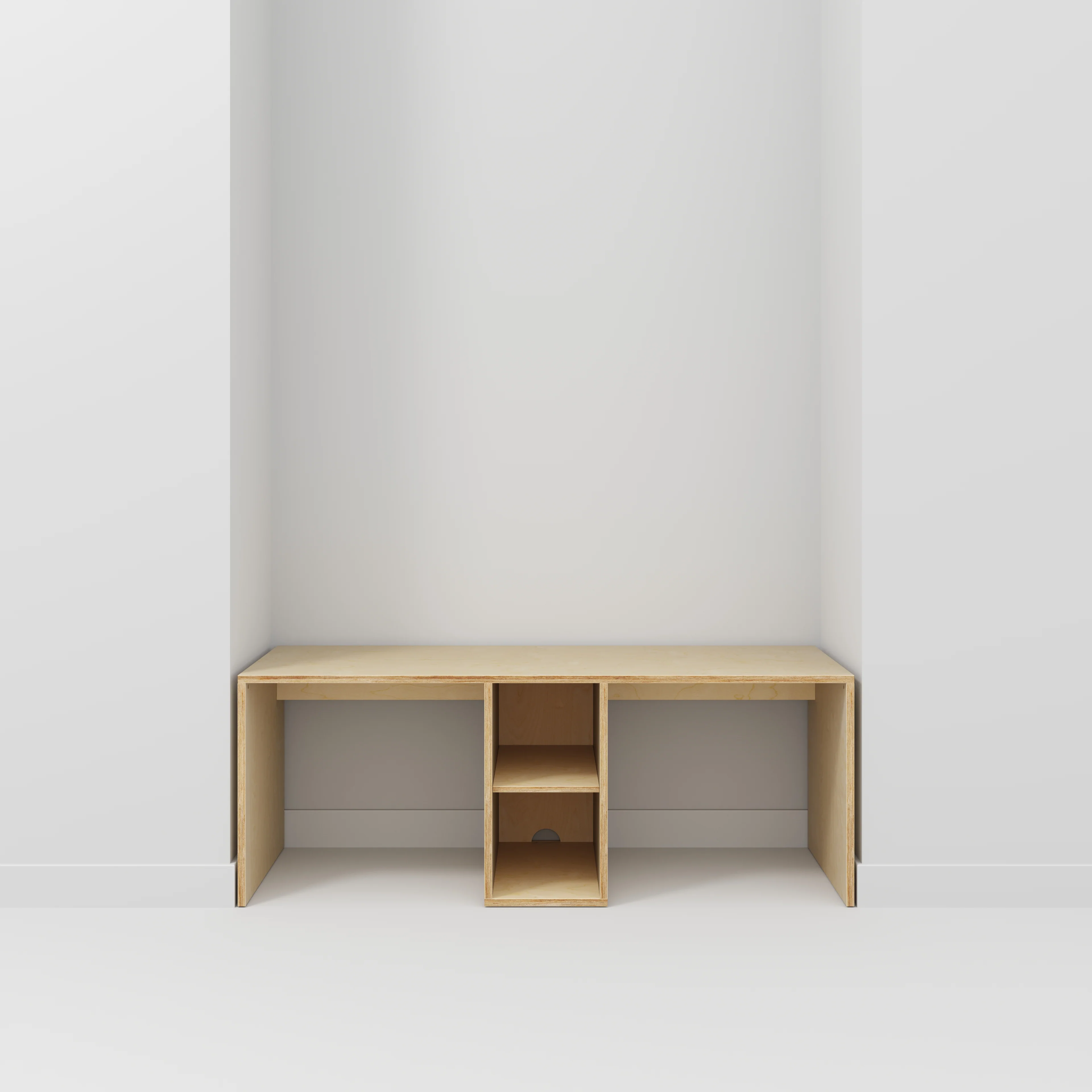 Plywood Desk with Storage Type 3 - Shelf - Plywood Birch - 2000(w) x 800(d) x 750(h) - Image 2