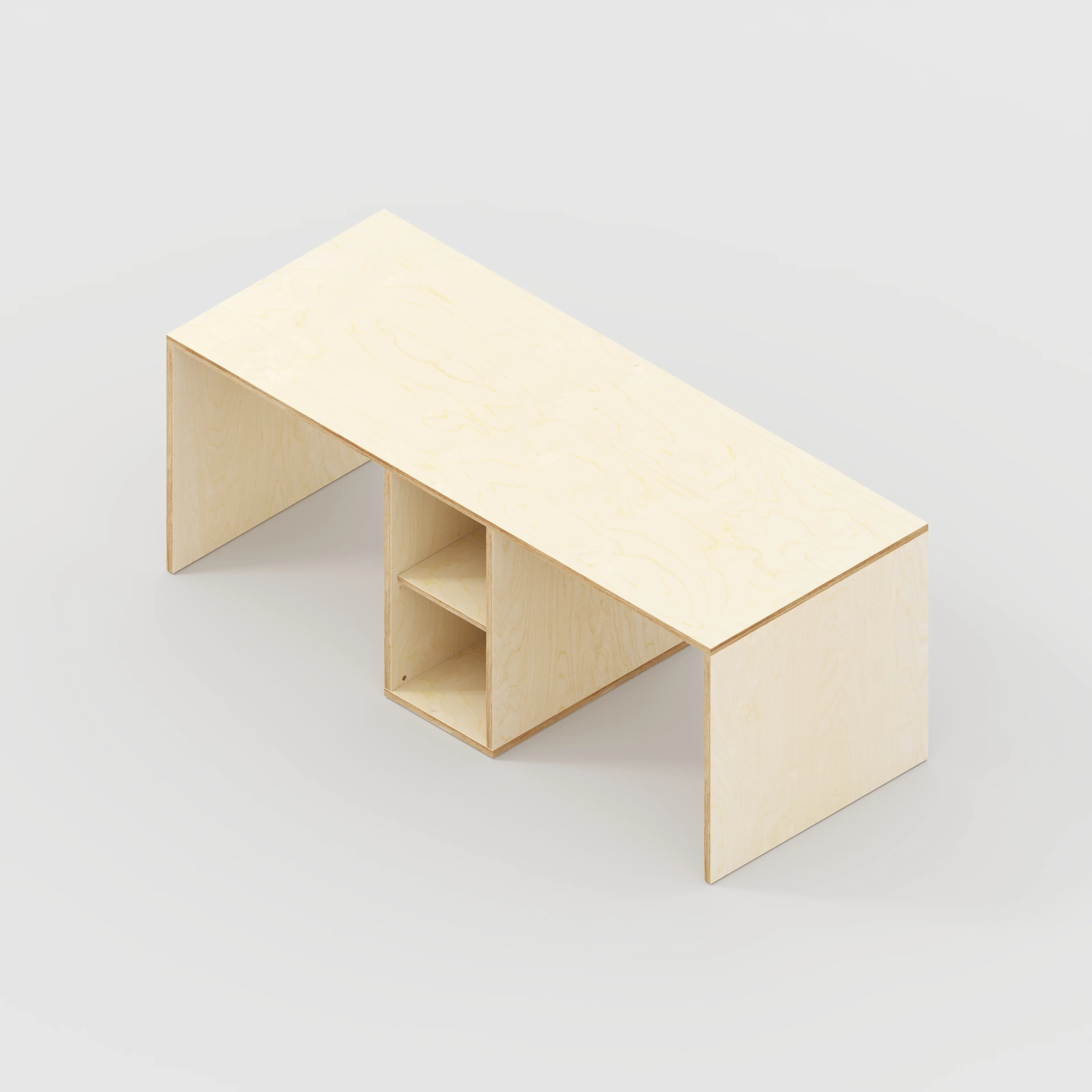 Plywood Desk with Storage Type 3 - Shelf - Plywood Birch - 2000(w) x 800(d) x 750(h) - Image 5