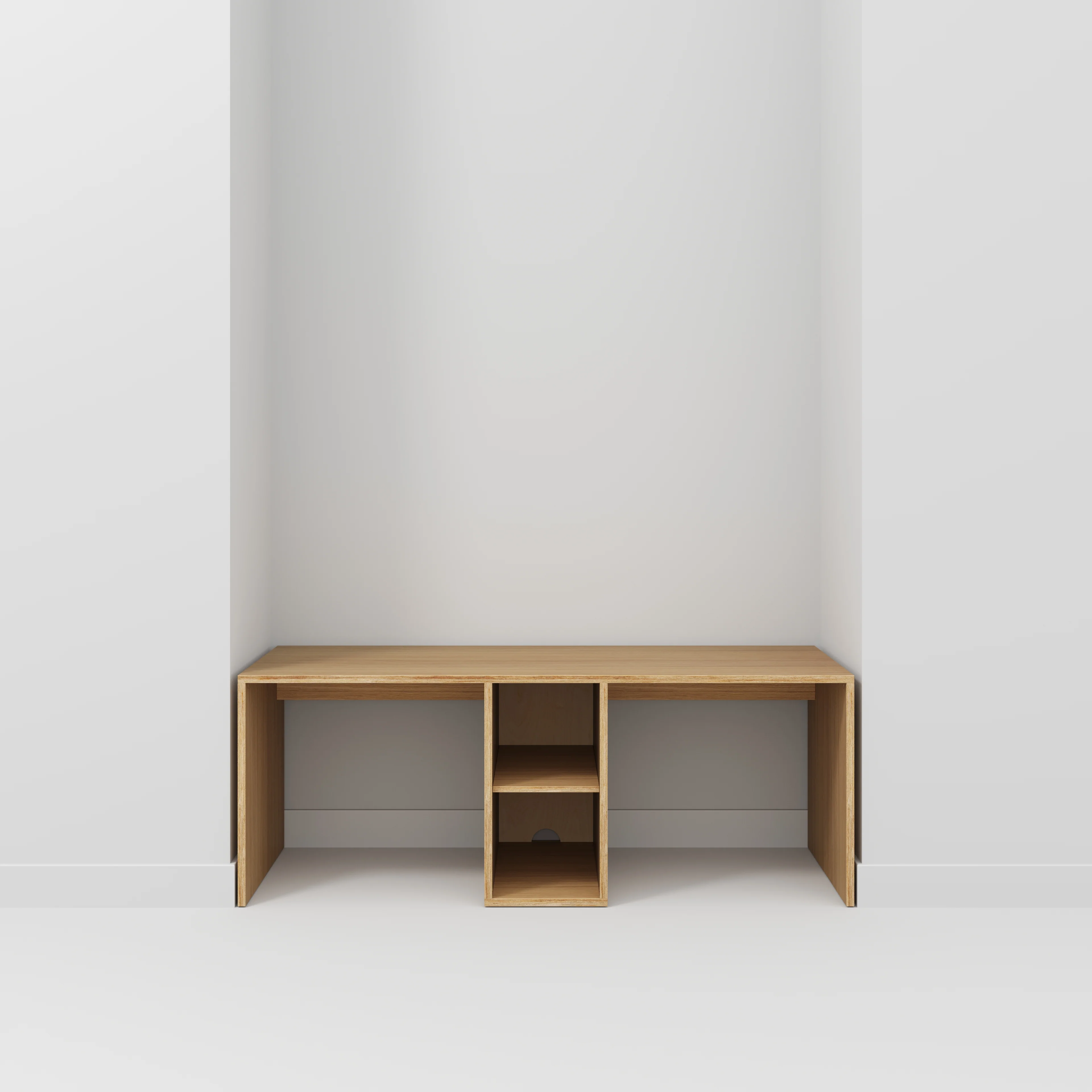 Plywood Desk with Storage Type 3 - Shelf - Plywood Oak - 2000(w) x 800(d) x 750(h) - Image 2