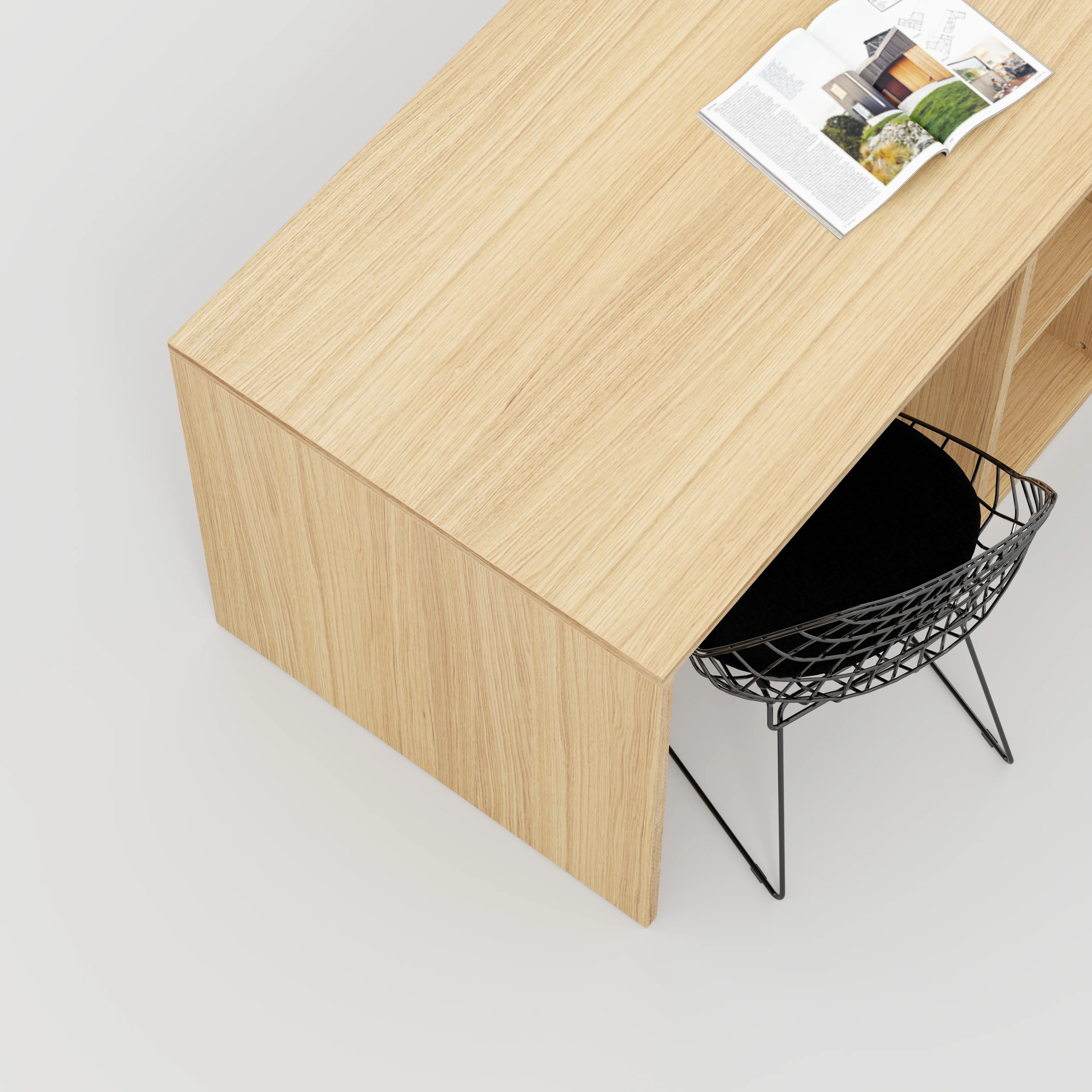 Plywood Desk with Storage Type 3 - Shelf - Plywood Oak - 2000(w) x 800(d) x 750(h) - Image 3
