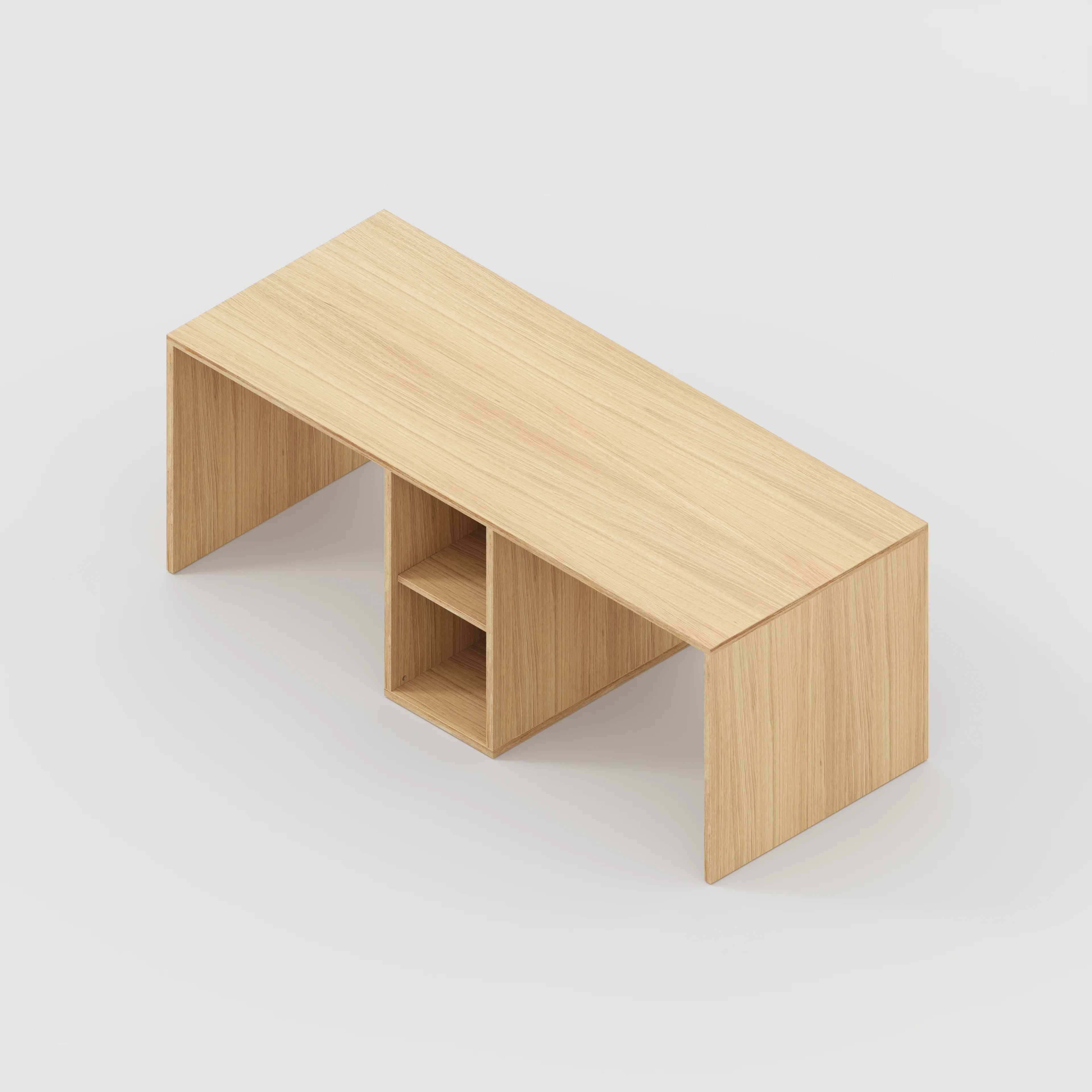 Plywood Desk with Storage Type 3 - Shelf - Plywood Oak - 2000(w) x 800(d) x 750(h) - Image 5