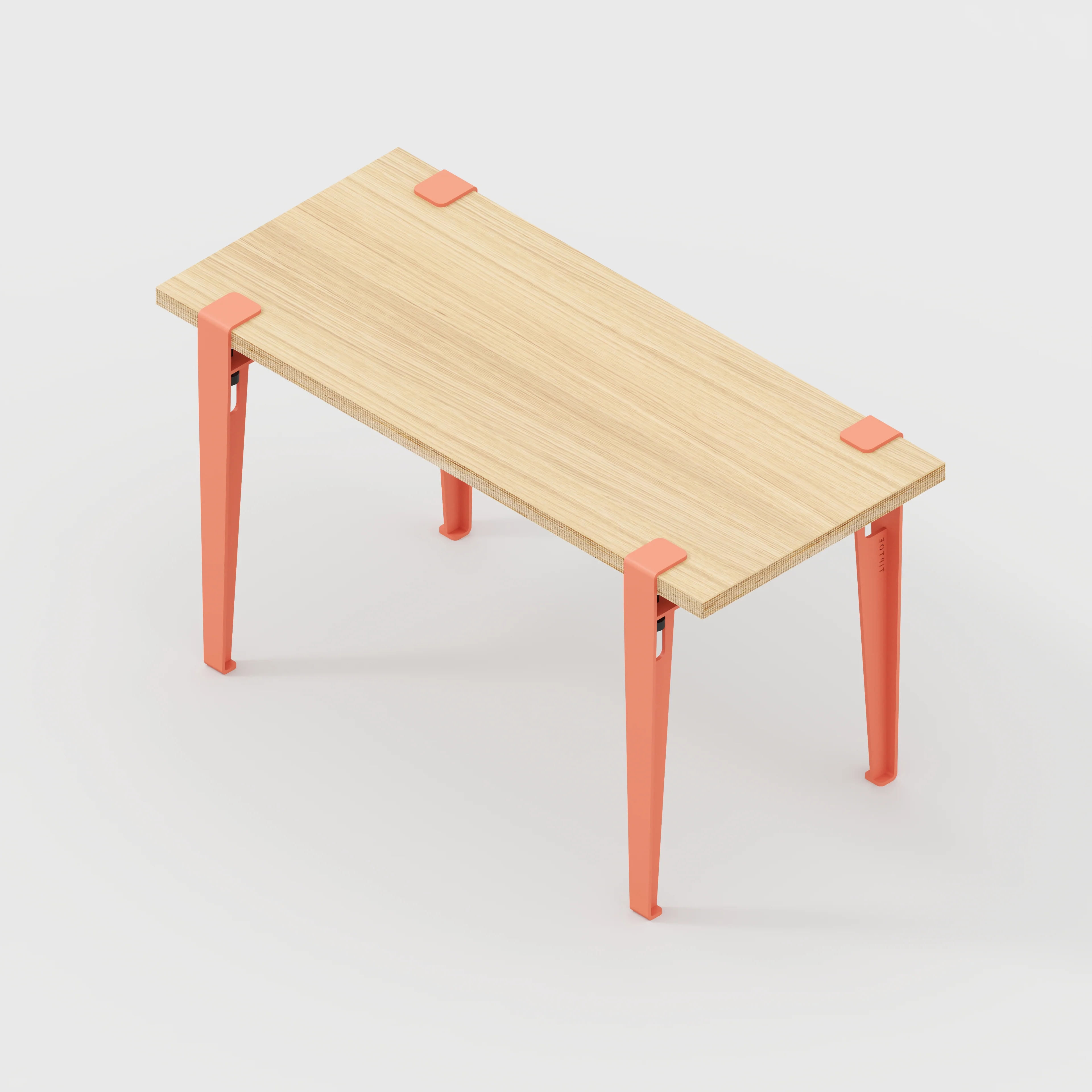 Plywood Kids Desk with Flamingo Pink Tiptoe Legs - Plywood Oak - 800(w) x 400(d) x 500(h) - Image 5