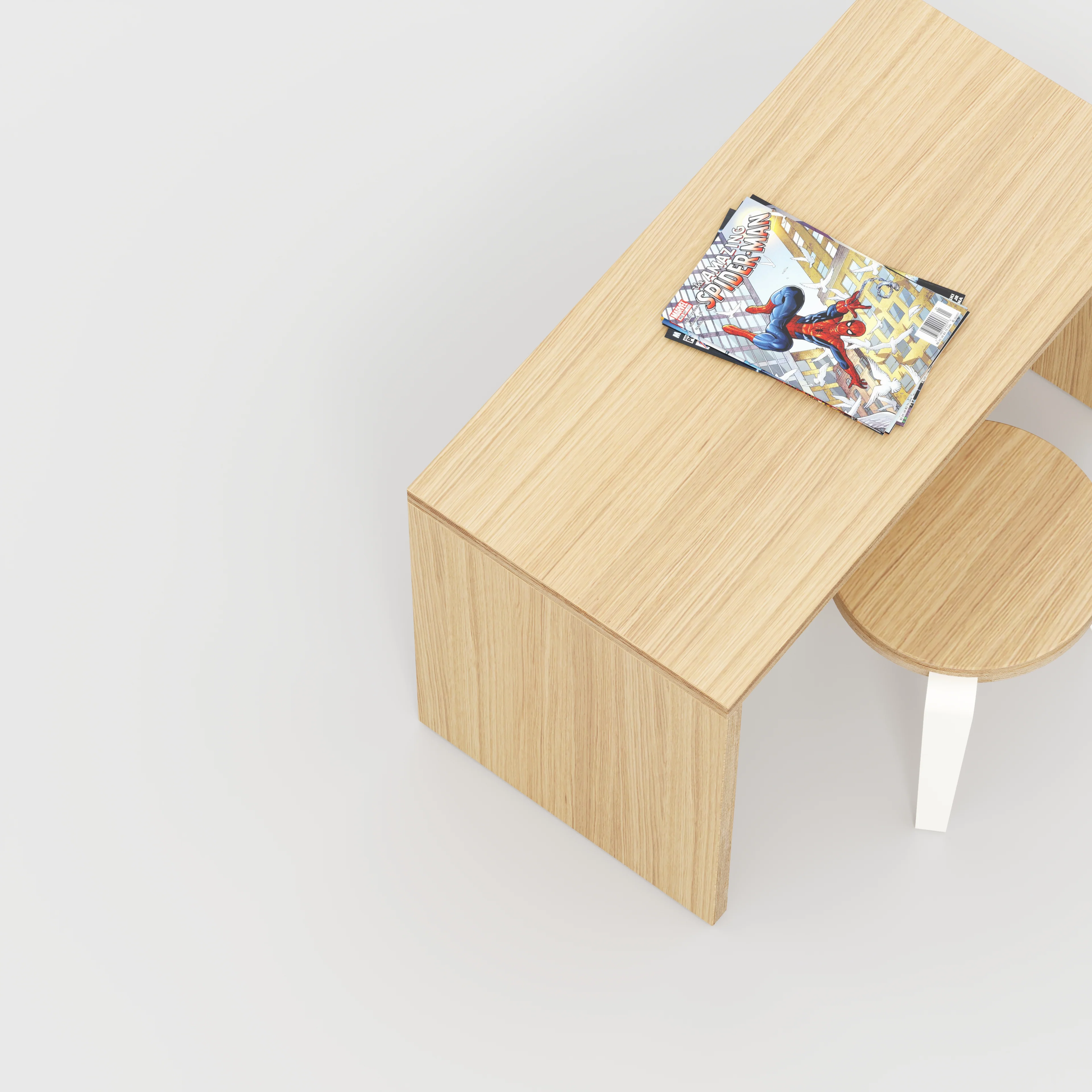 Plywood Kids Desk with Solid Sides - Plywood Oak - 800(w) x 400(d) x 500(h) - Image 3