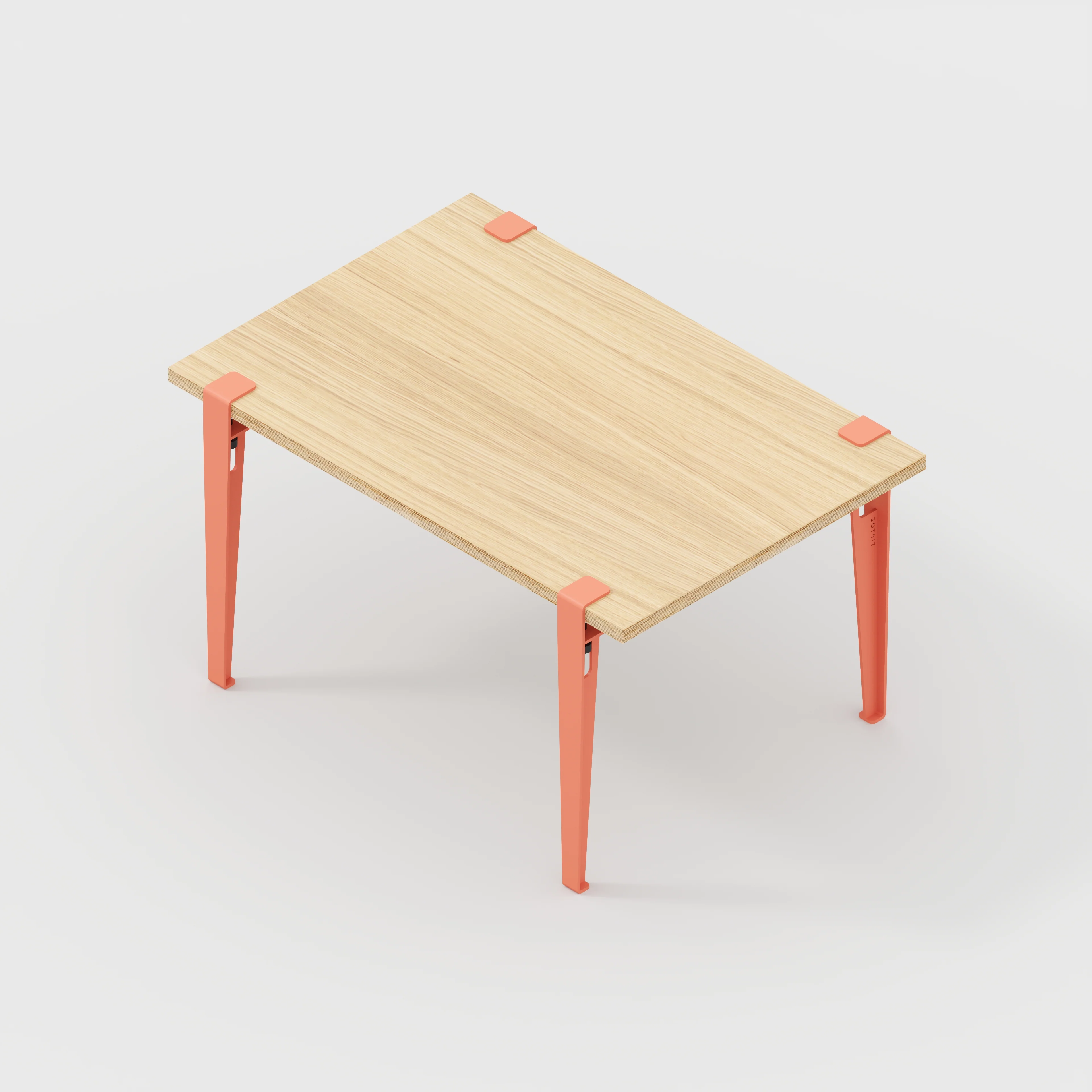 Plywood Kids Table with Flamingo Pink Tiptoe Legs - Plywood Oak - 800(w) x 600(d) x 500(h) - Image 5