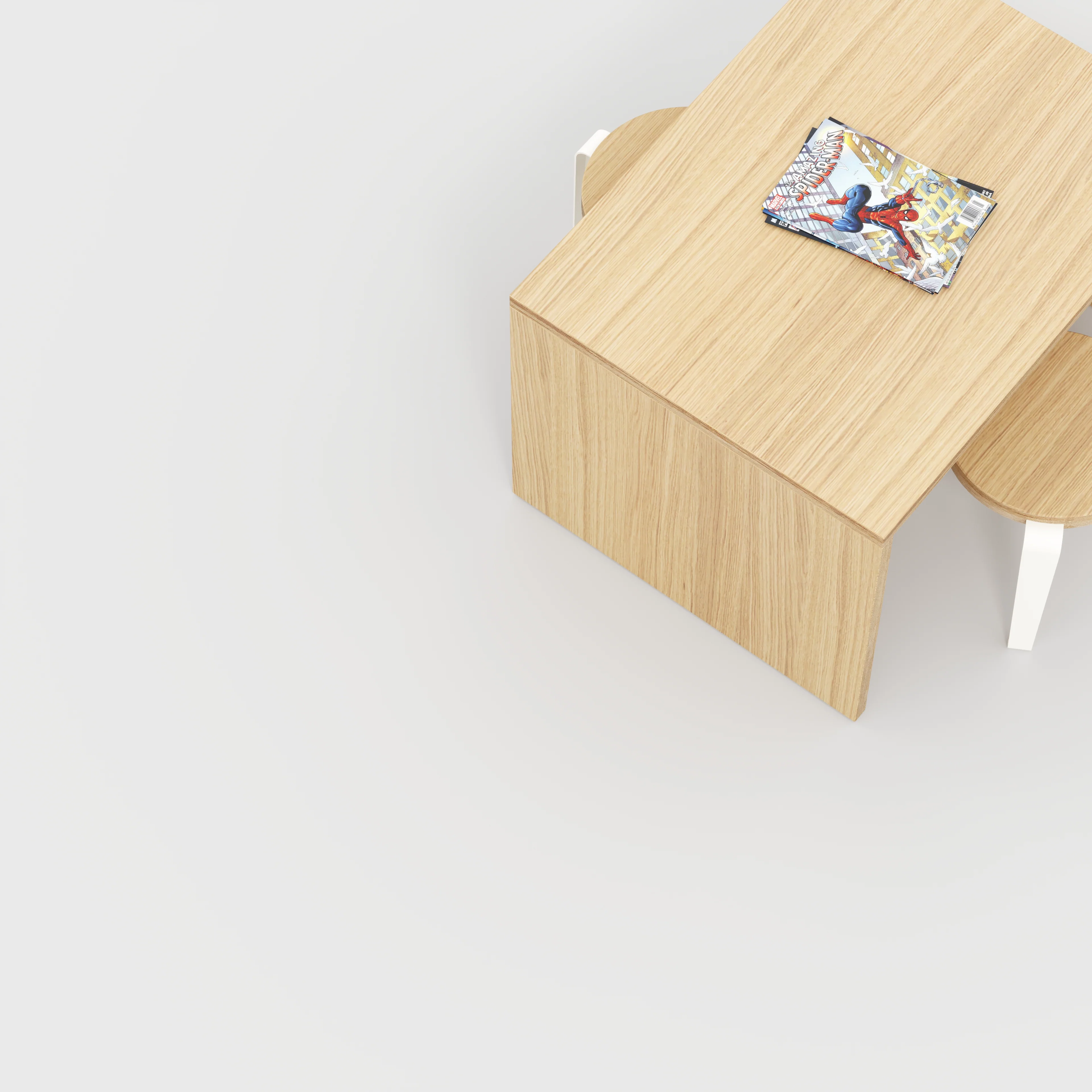 Plywood Kids Table with Solid Sides - Plywood Oak - 800(w) x 600(d) x 500(h) - Image 3