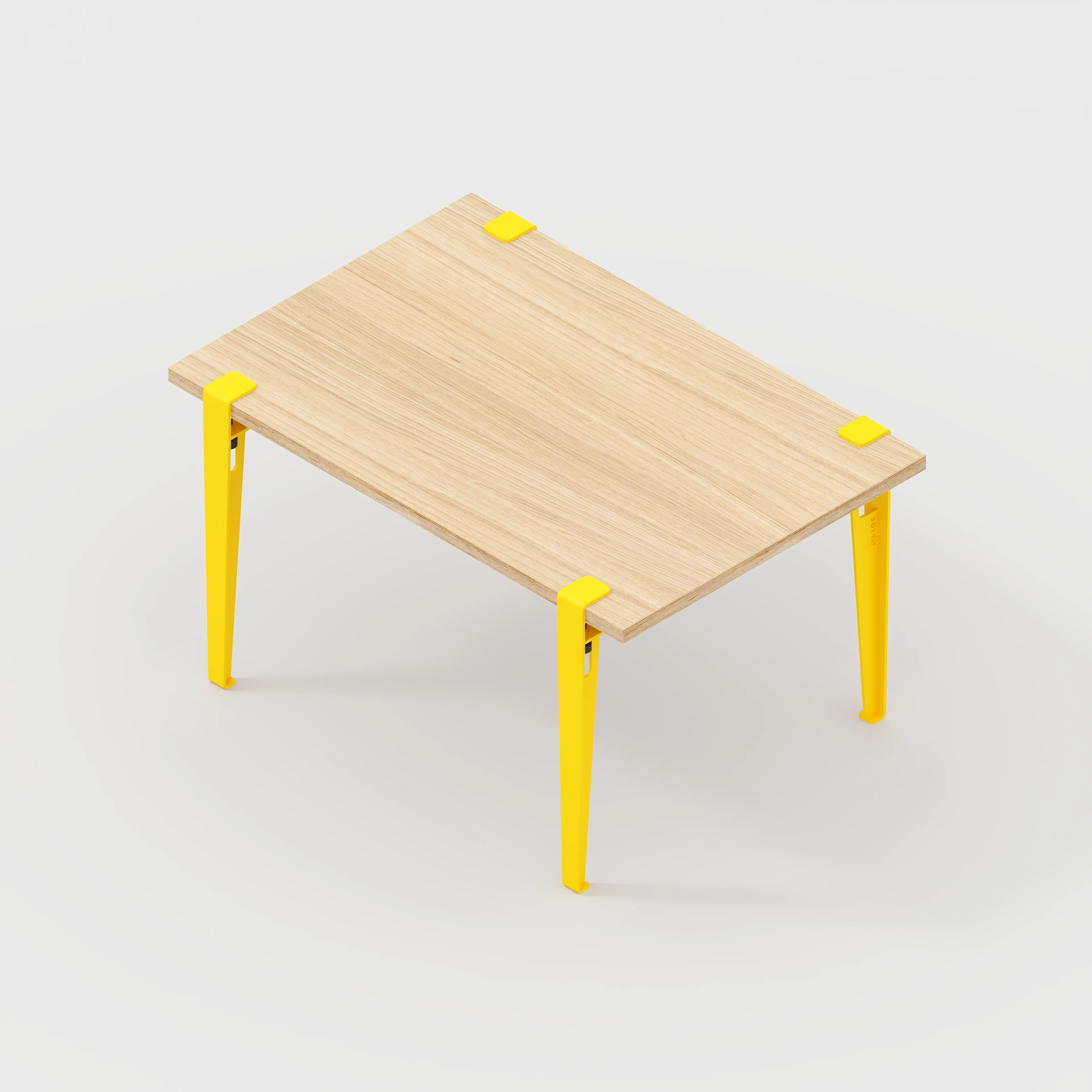 Plywood Kids Table with Sun Yellow Tiptoe Legs - Plywood Oak - 800(w) x 600(d) x 500(h) - Image 5