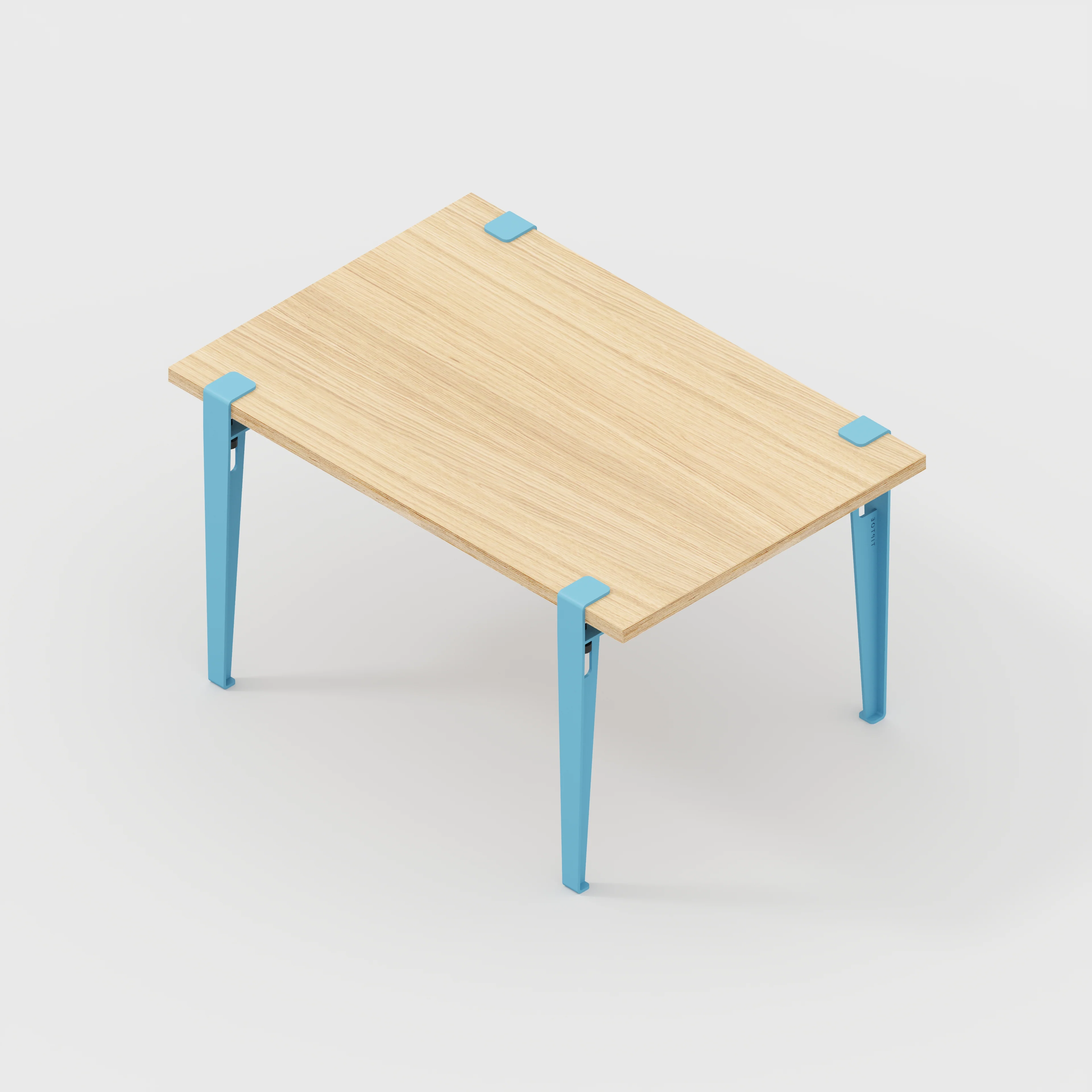 Plywood Kids Table with Whale Blue Tiptoe Legs - Plywood Oak - 800(w) x 600(d) x 500(h) - Image 5