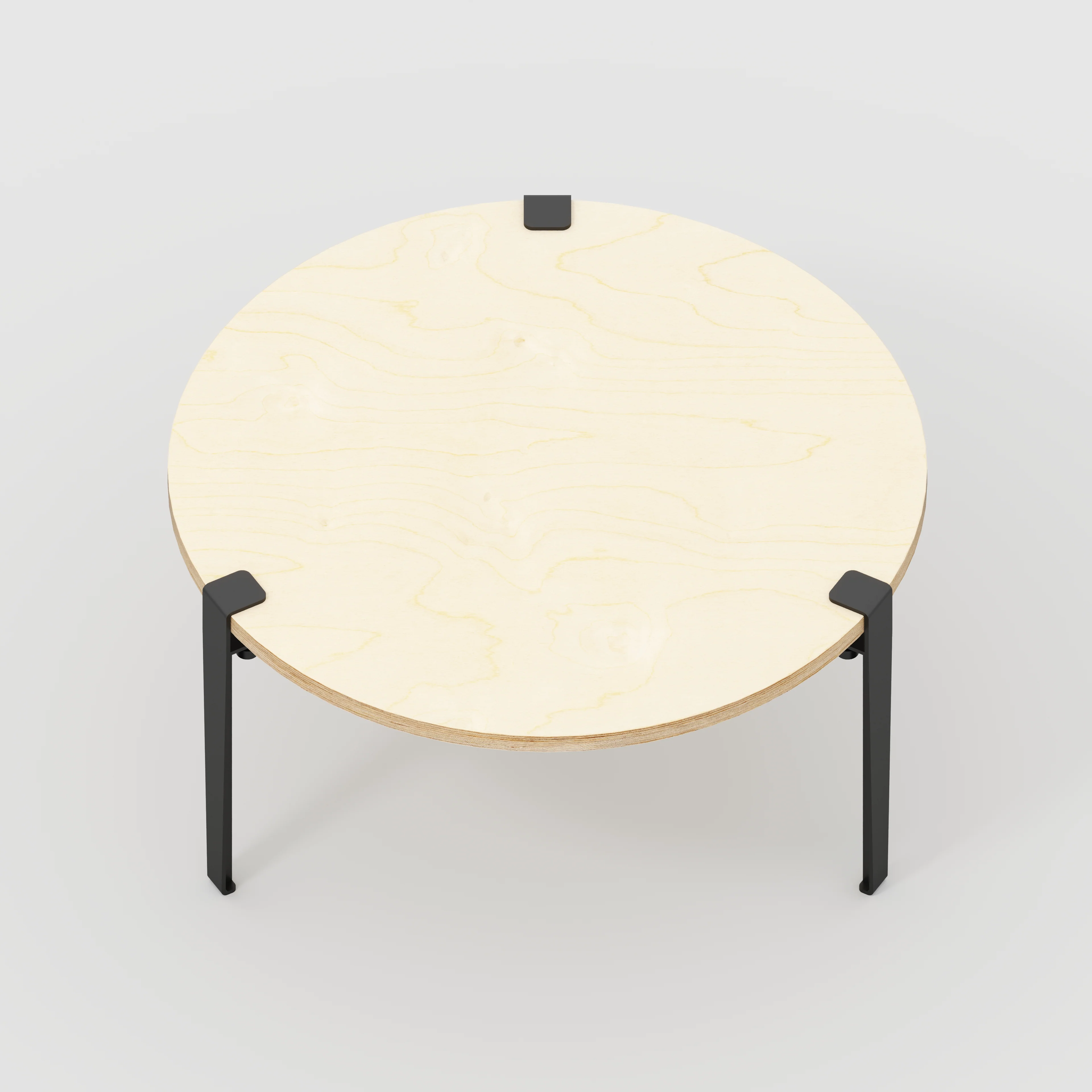 Plywood Round Coffee Table with Black Tiptoe Legs - Plywood Birch - 800(dia) x 430(h) - Image 5