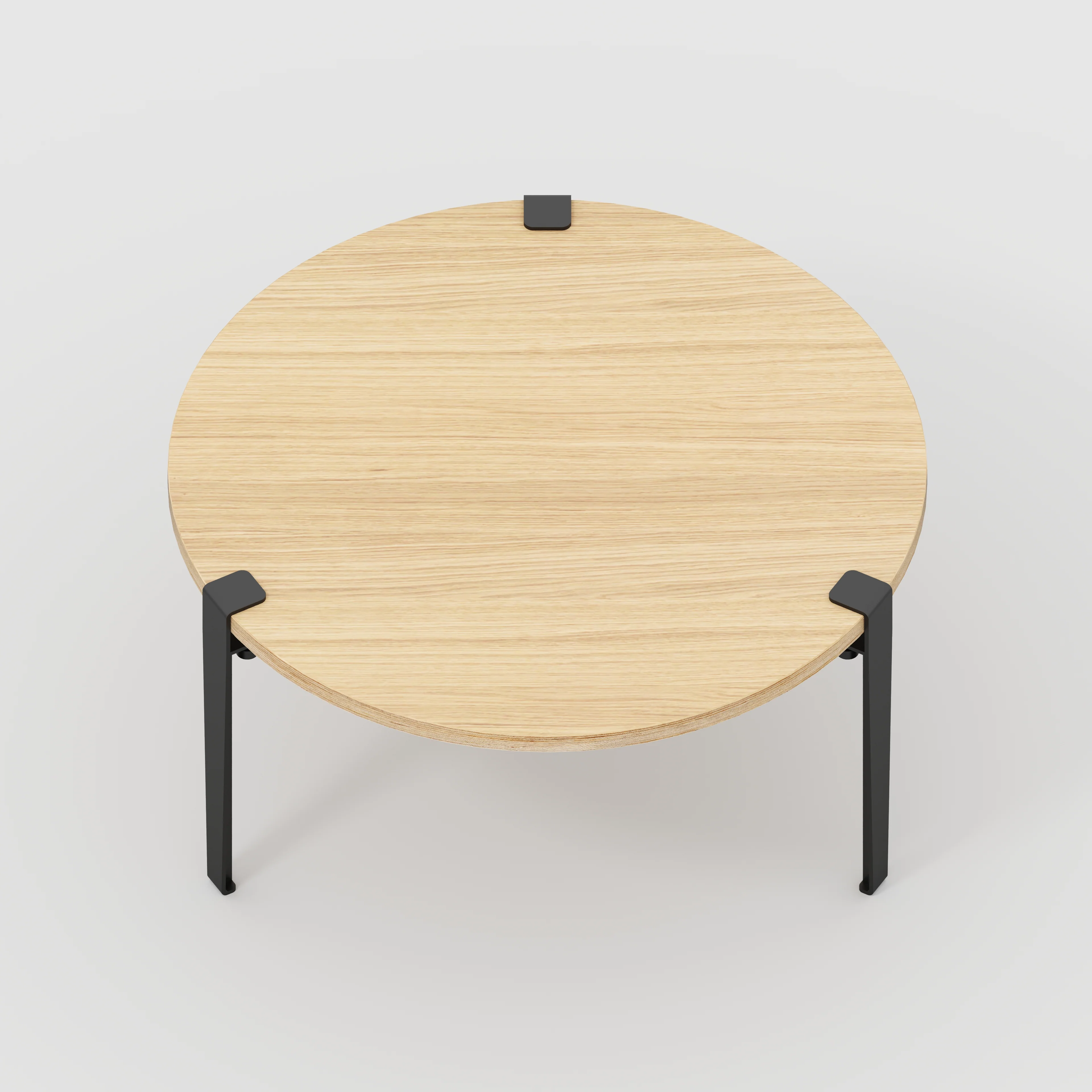 Plywood Round Coffee Table with Black Tiptoe Legs - Plywood Oak - 800(dia) x 430(h) - Image 5