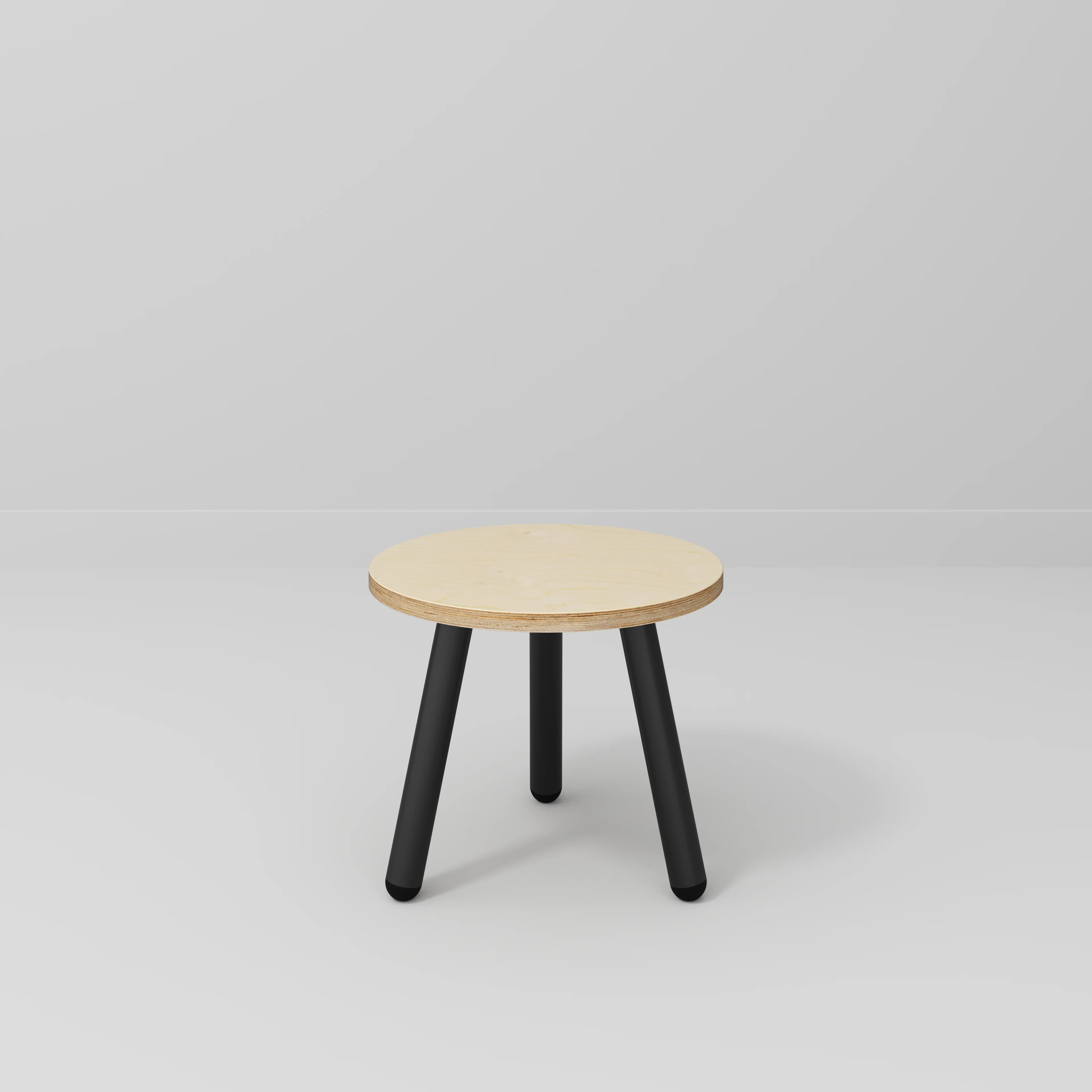 Plywood Round Side Table with Black Round Single Pin Legs - Plywood Birch - 500(w) x 500(d) x 425(h) - Image 2