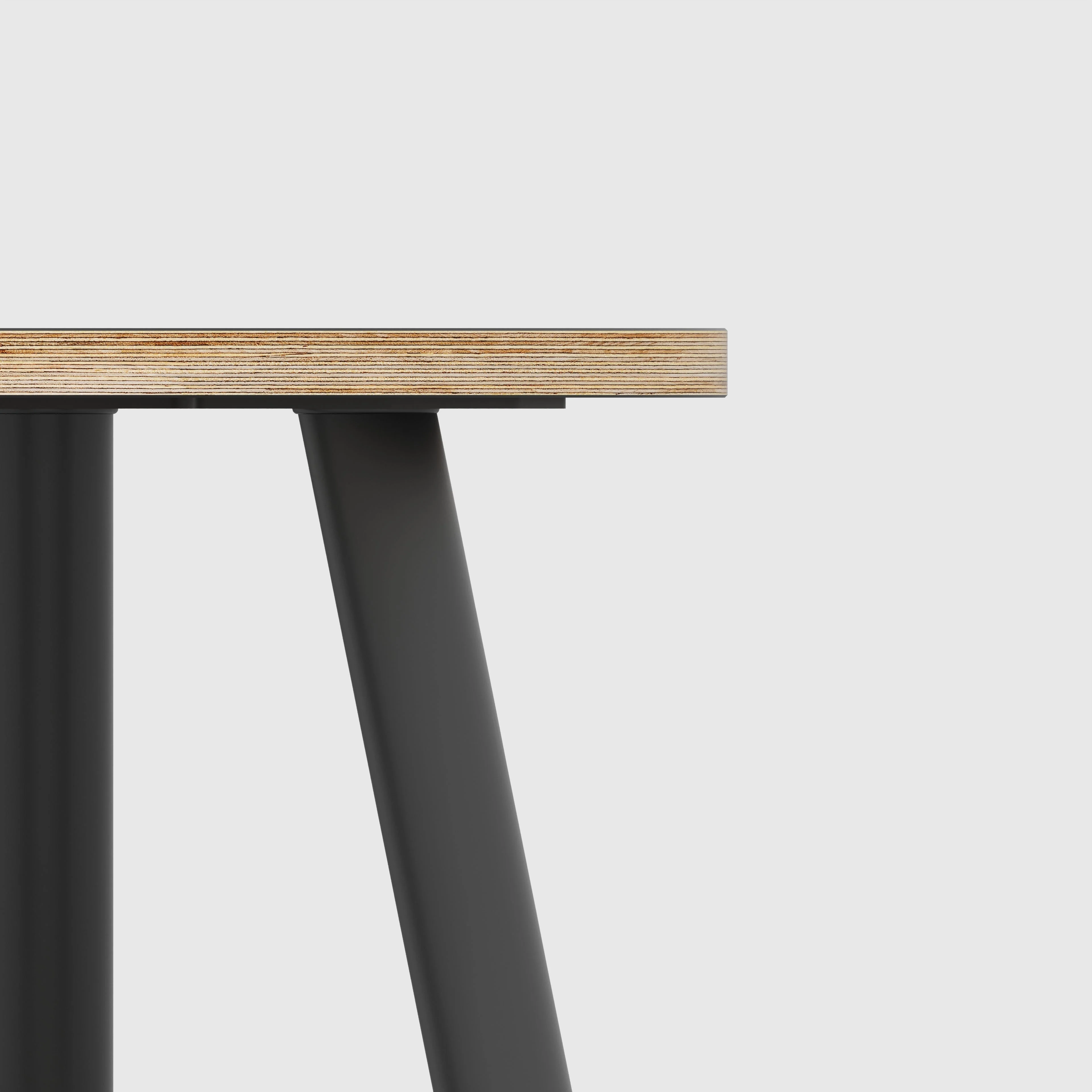 Plywood Round Side Table with Black Round Single Pin Legs - Plywood Birch - 500(w) x 500(d) x 425(h) - Image 4