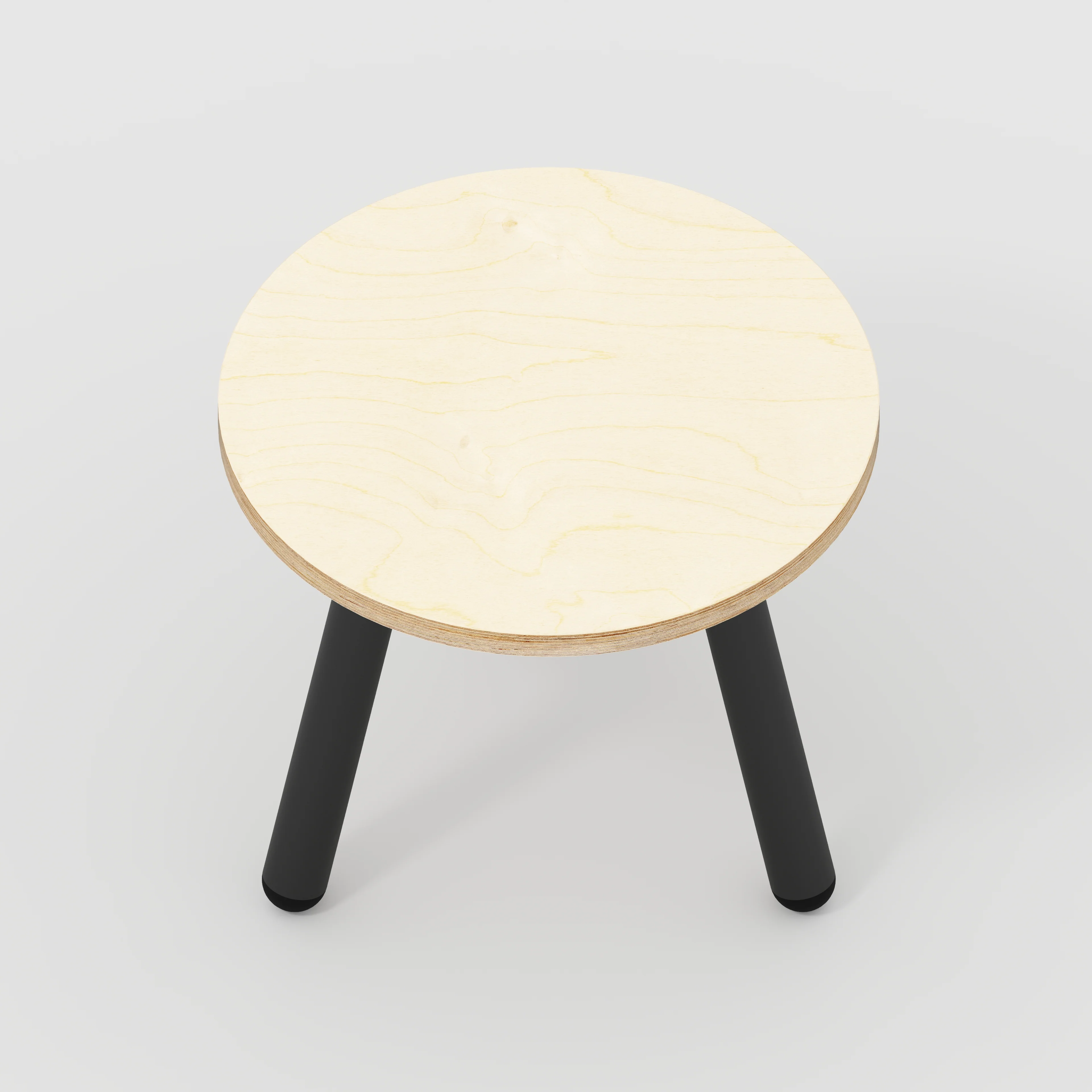Plywood Round Side Table with Black Round Single Pin Legs - Plywood Birch - 500(w) x 500(d) x 425(h) - Image 5