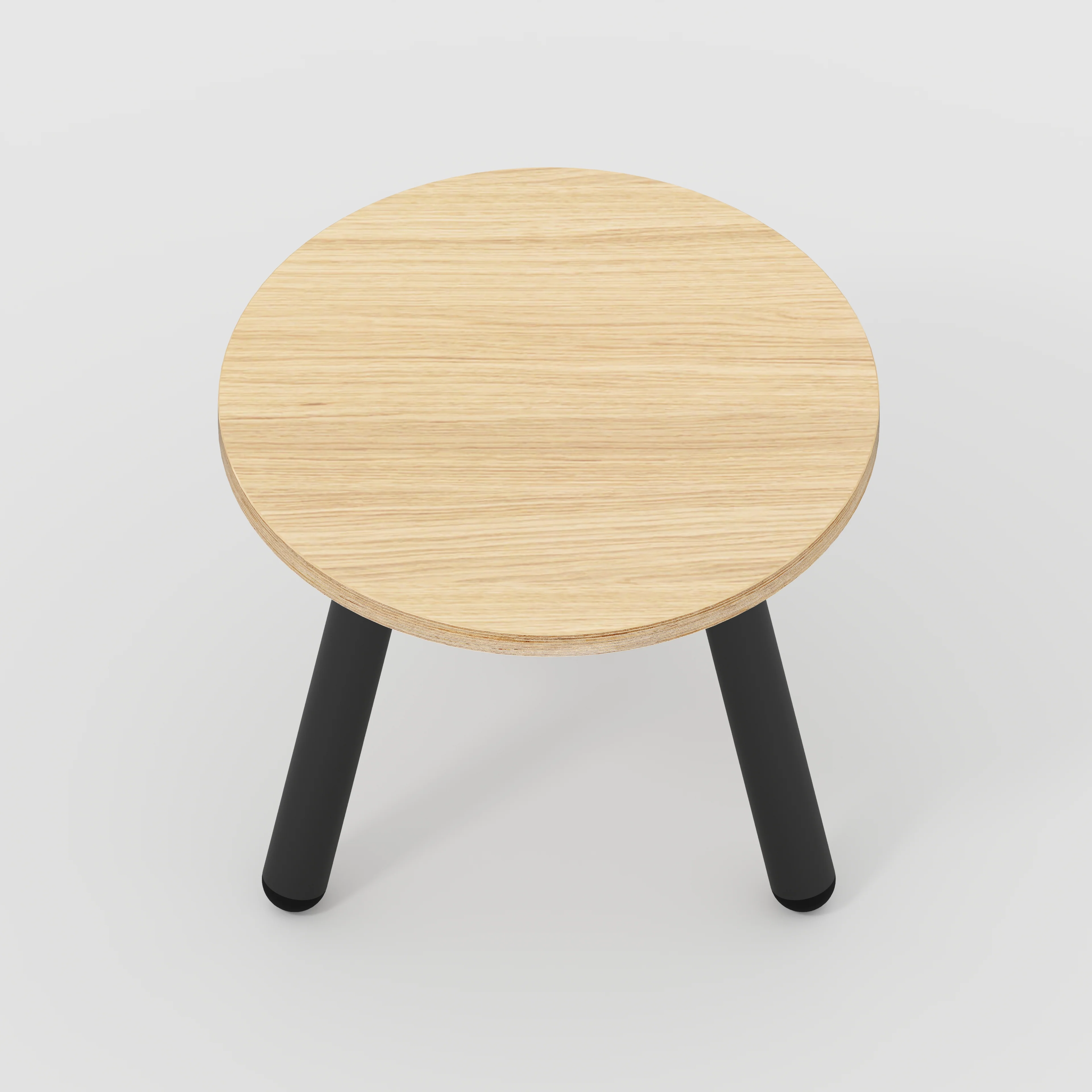 Plywood Round Side Table with Black Round Single Pin Legs - Plywood Oak - 500(w) x 500(d) x 425(h) - Image 5