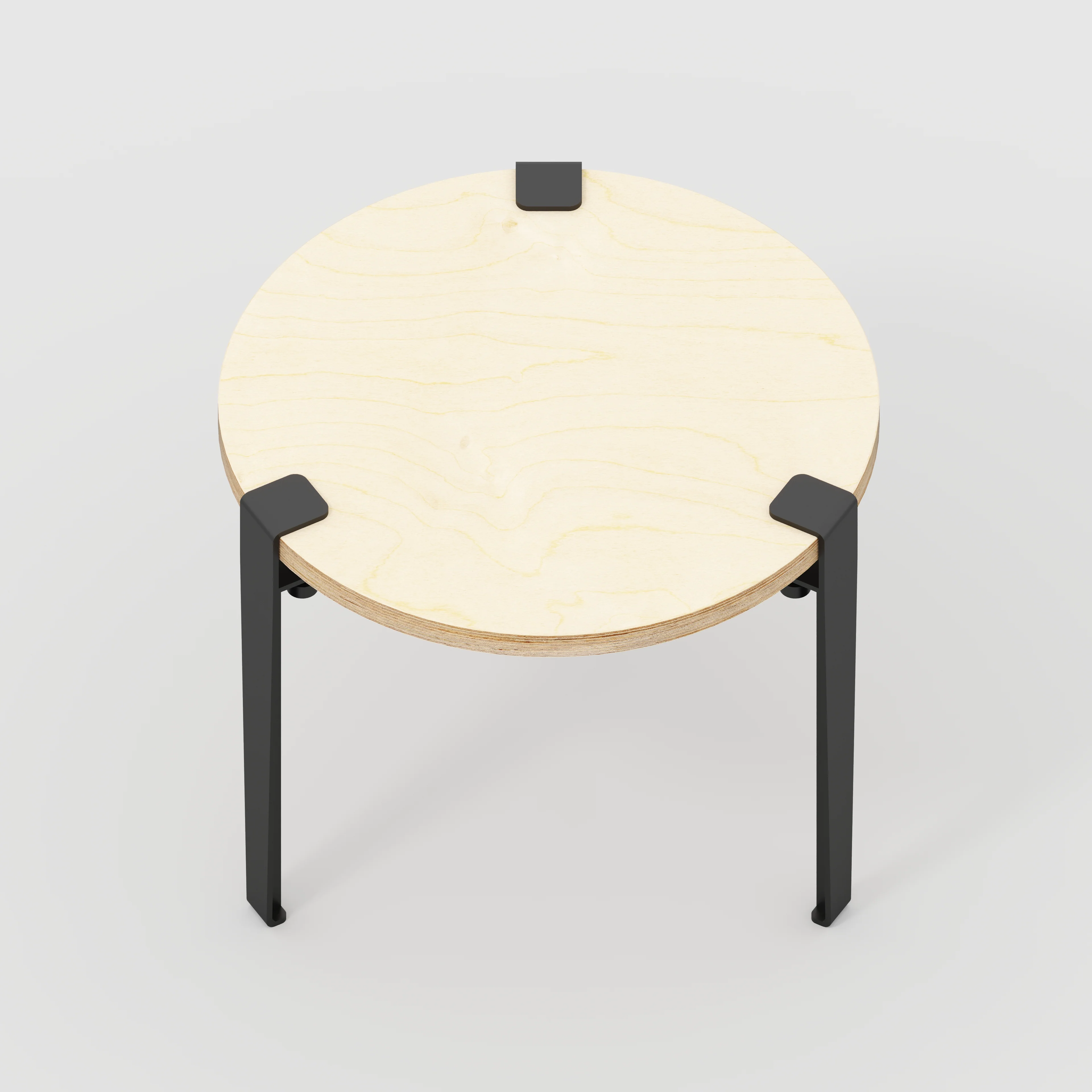 Plywood Round Side Table with Black Tiptoe Legs - Plywood Birch - 500(dia) x 430(h) - Image 5