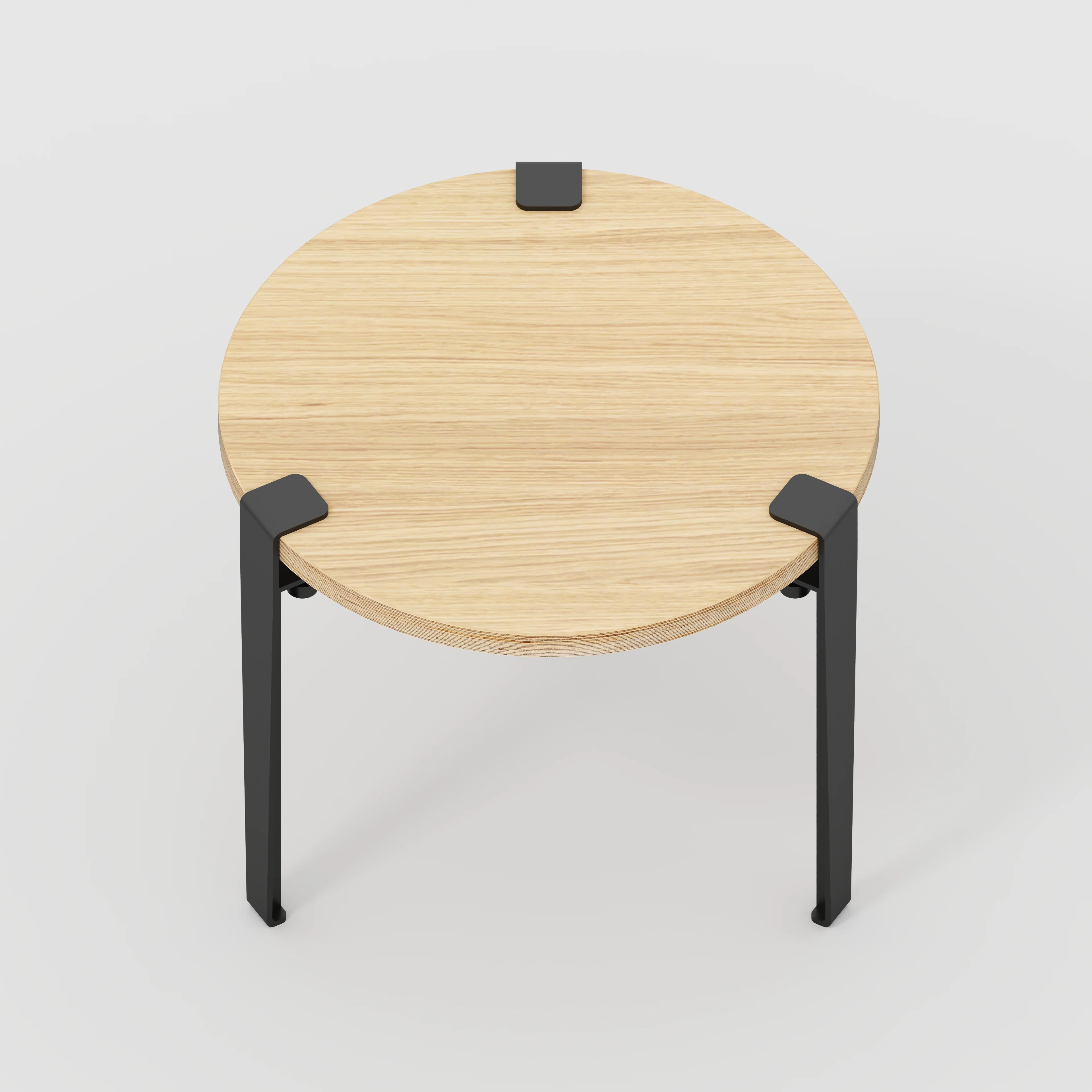 Plywood Round Side Table with Black Tiptoe Legs - Plywood Oak - 500(dia) x 430(h) - Image 5