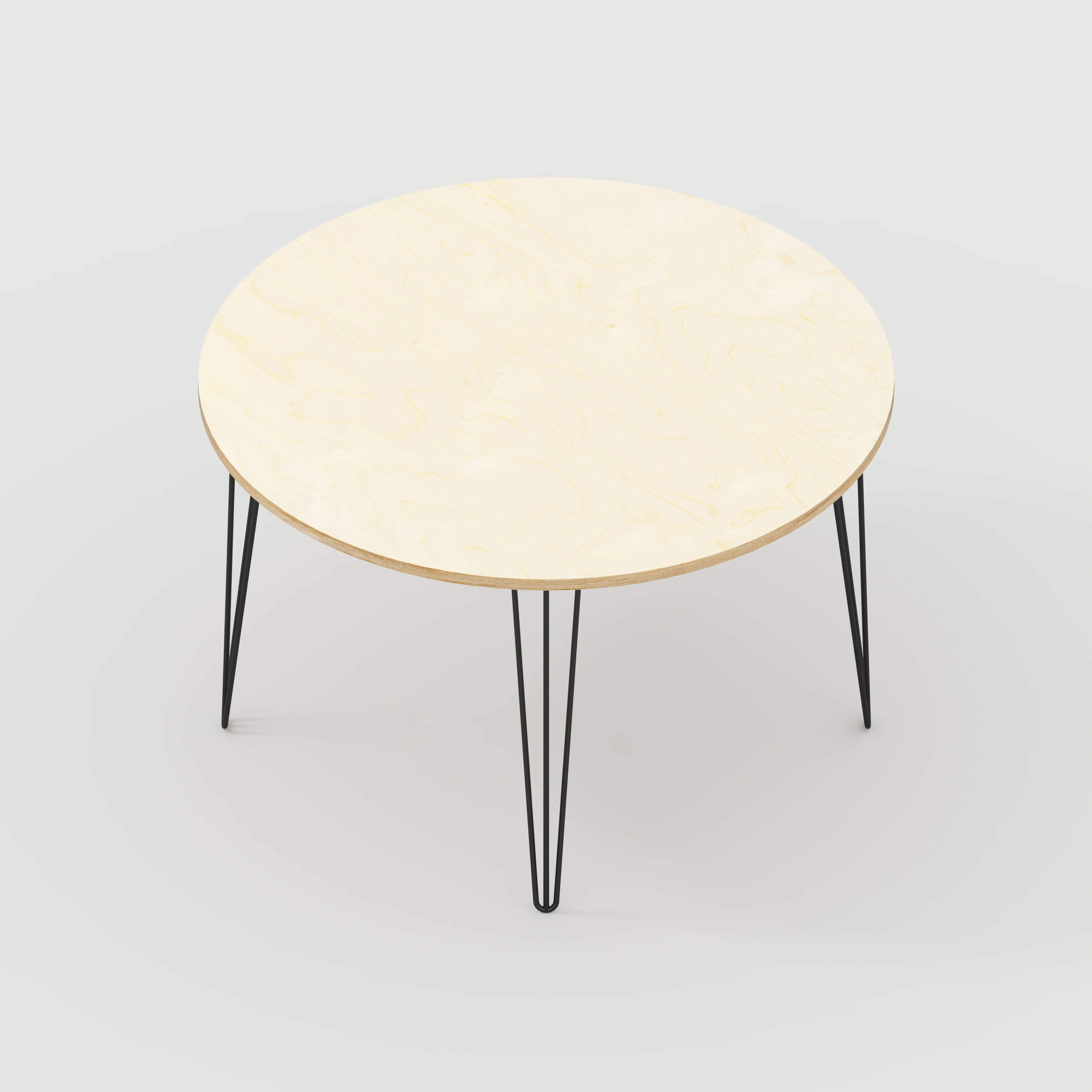 Plywood Round Table with Black Hairpin Legs - Plywood Birch - 1200(dia) x 735(h) - Image 5