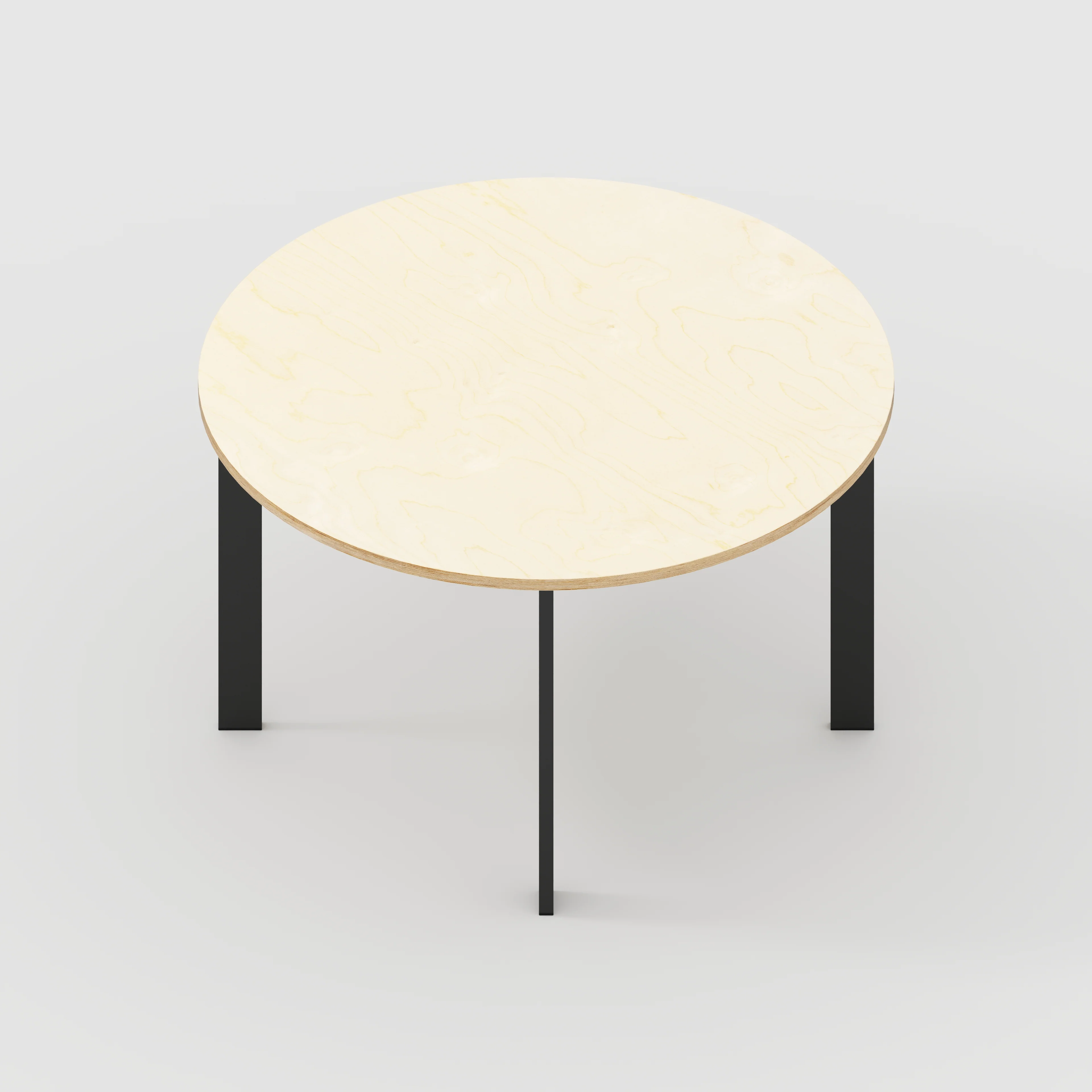 Plywood Round Table with Black Rectangular Single Pin Legs - Plywood Birch - 1200(dia) x 735(h) - Image 5