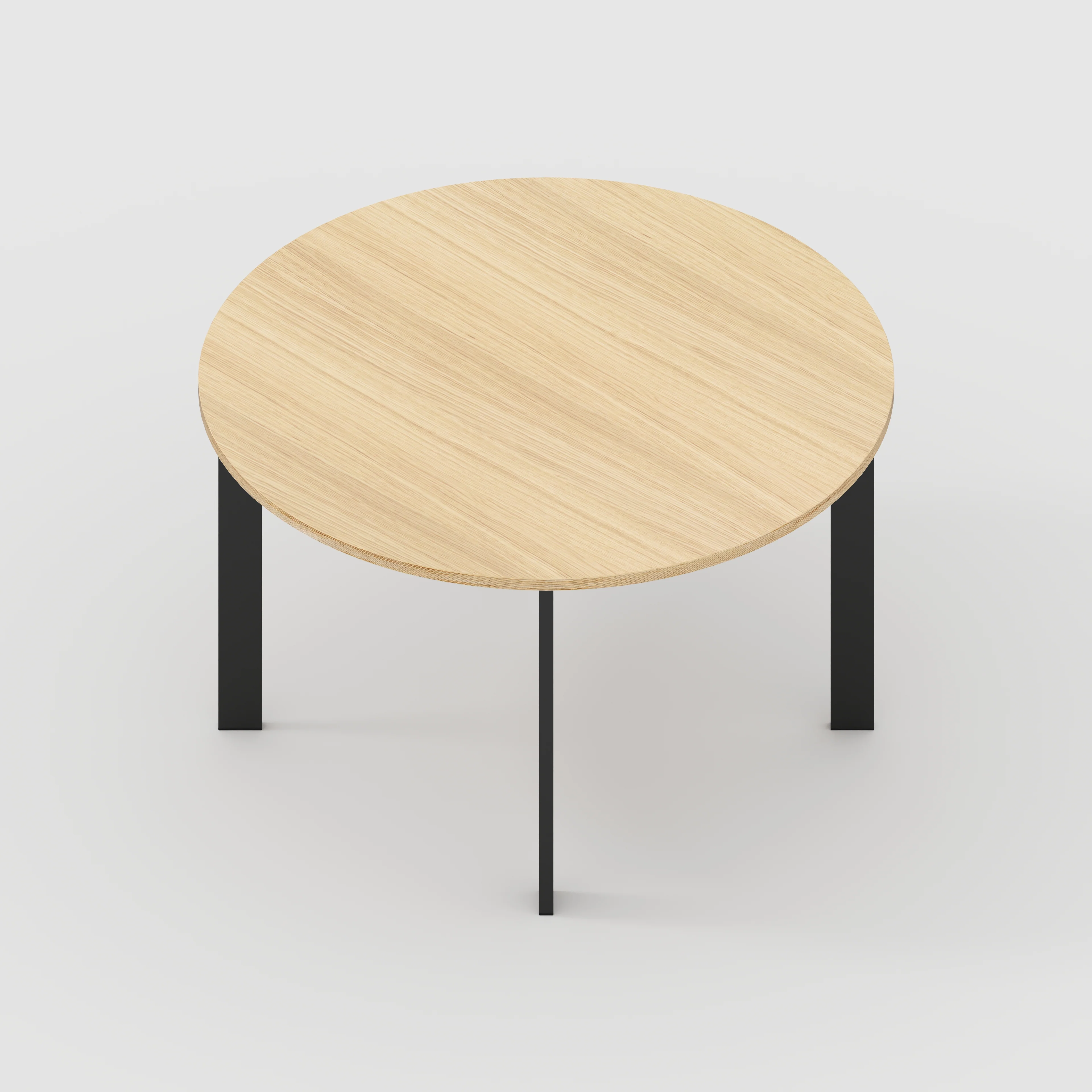 Plywood Round Table with Black Rectangular Single Pin Legs - Plywood Oak - 1200(dia) x 735(h) - Image 5