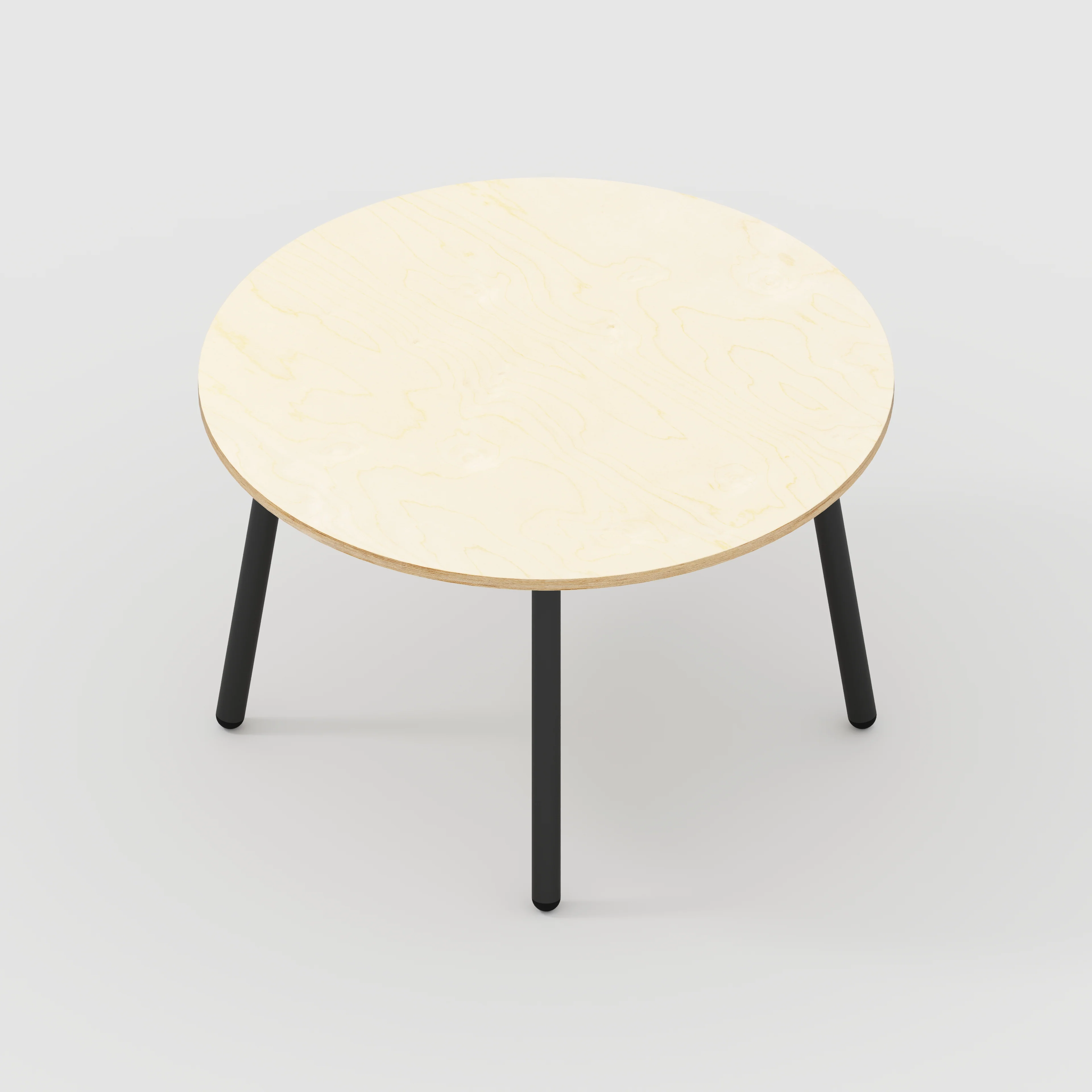 Plywood Round Table with Black Round Single Pin Legs - Plywood Birch - 1200(dia) x 735(h) - Image 5