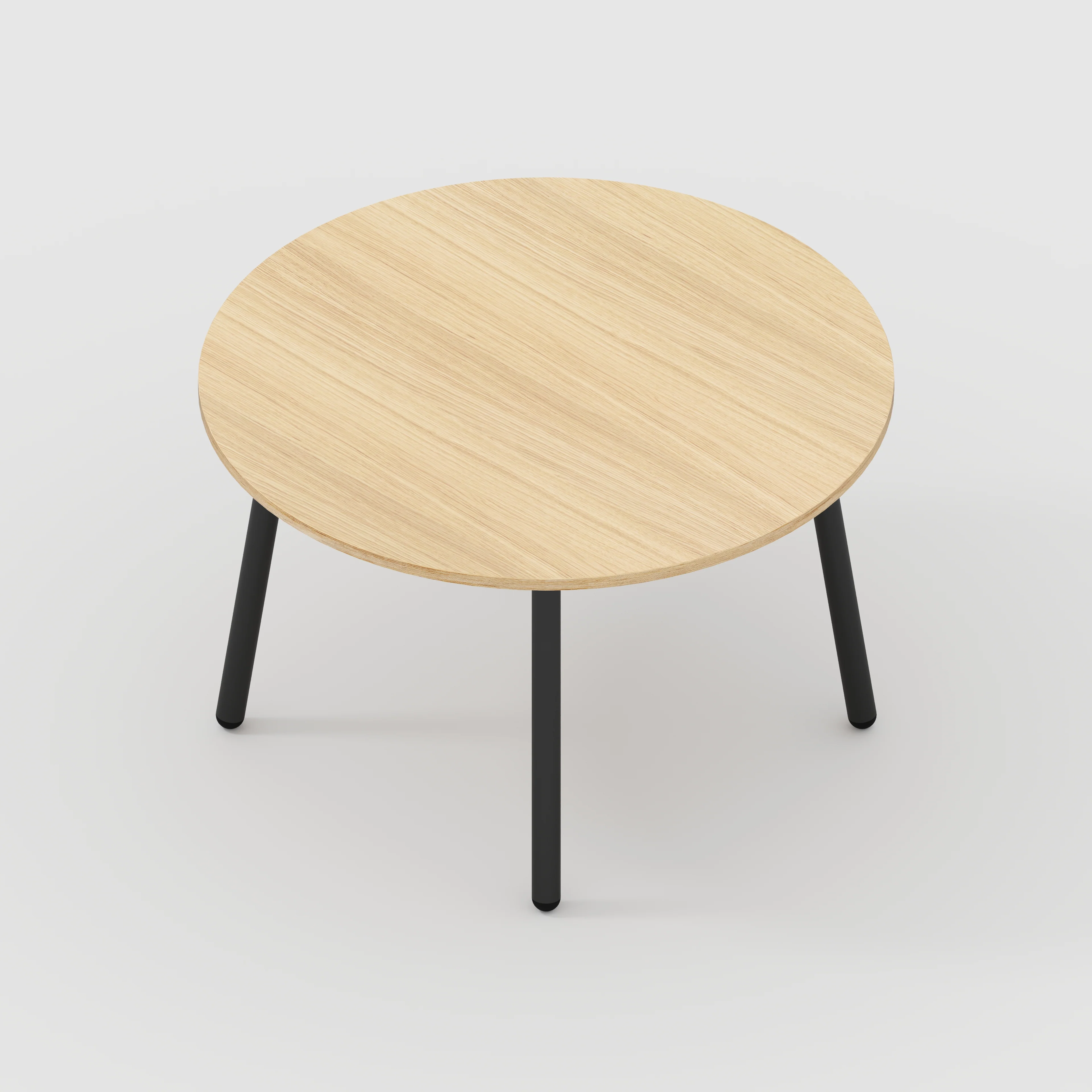 Plywood Round Table with Black Round Single Pin Legs - Plywood Oak - 1200(dia) x 735(h) - Image 5