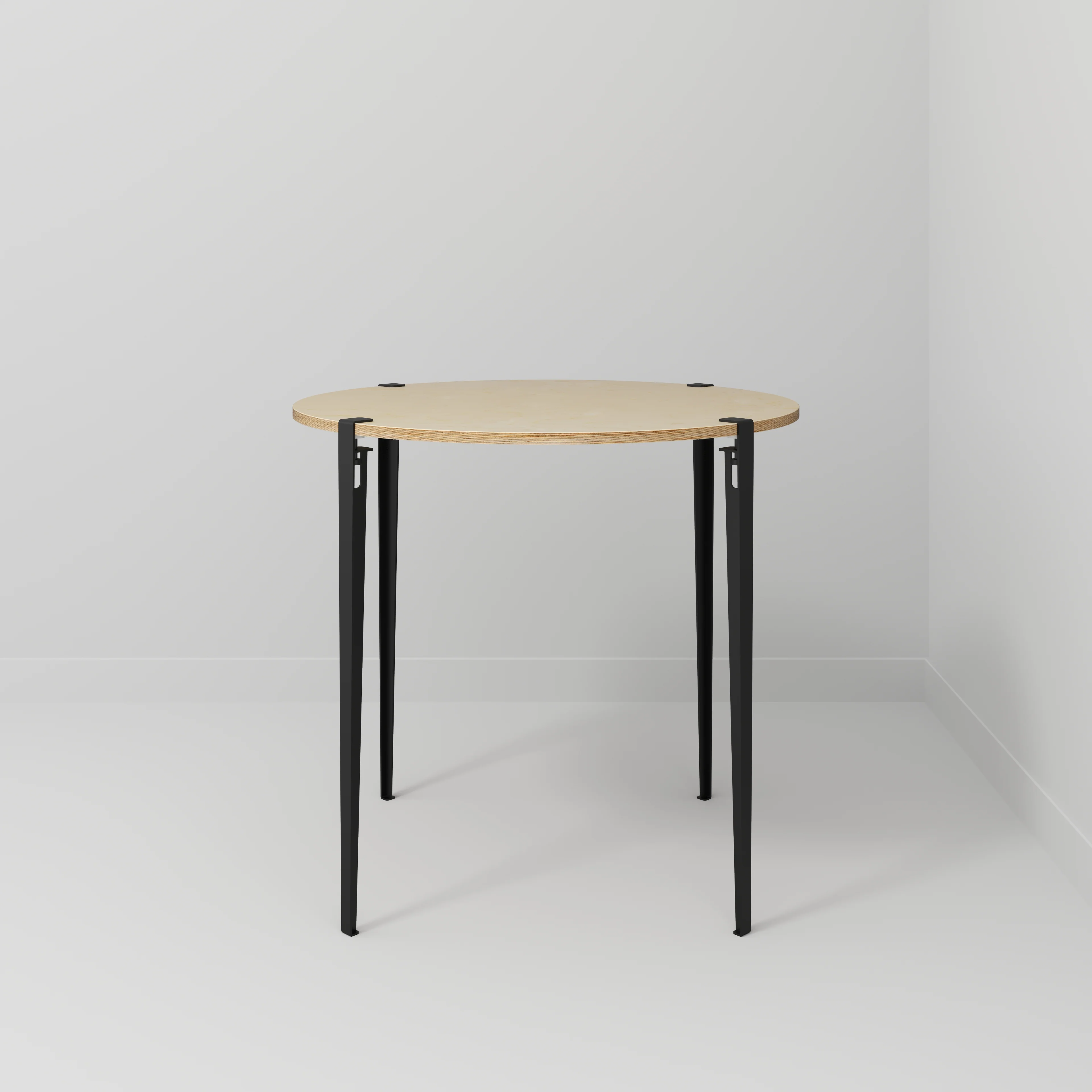 Plywood Round Table with Black Tiptoe Legs - Plywood Birch - 1200(dia) x 1100(h) - Image 2