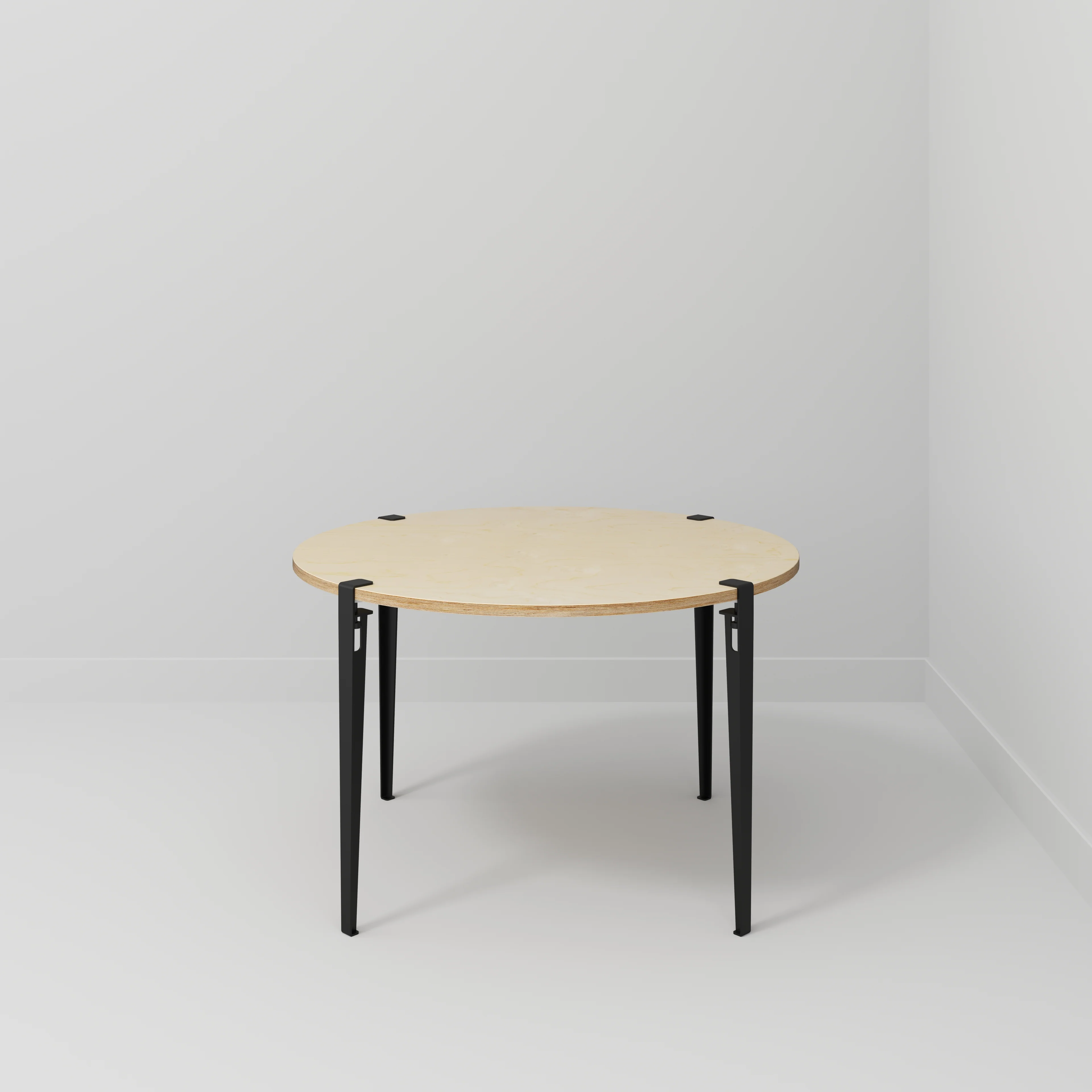 Plywood Round Table with Black Tiptoe Legs - Plywood Birch - 1200(dia) x 750(h) - Image 2